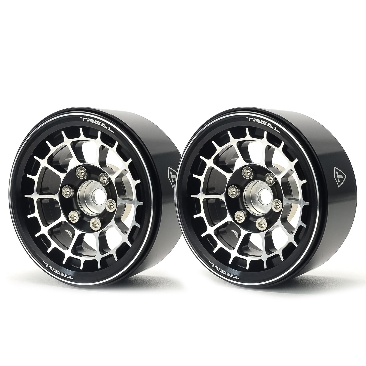 TREAL 1.9 Beadlock Wheels Stylish Cobweb Design 1.9 Wheel Rims(2P) CNC Machined Aluminum Anodized Finish Upgrades for 1/10 RC Crawlers TRX4 SCX10 III Type A