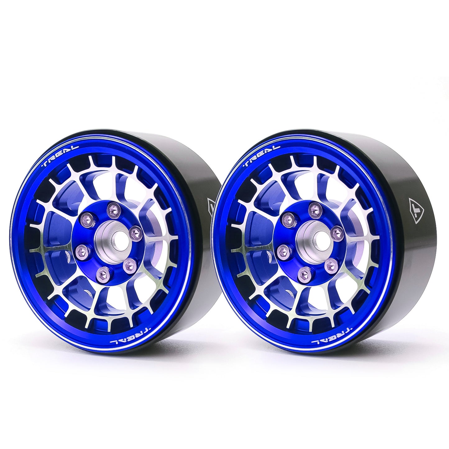 TREAL 1.9 Beadlock Wheels Stylish Cobweb Design 1.9 Wheel Rims(2P) CNC Machined Aluminum Anodized Finish Upgrades for 1/10 RC Crawlers TRX4 SCX10 III Type A