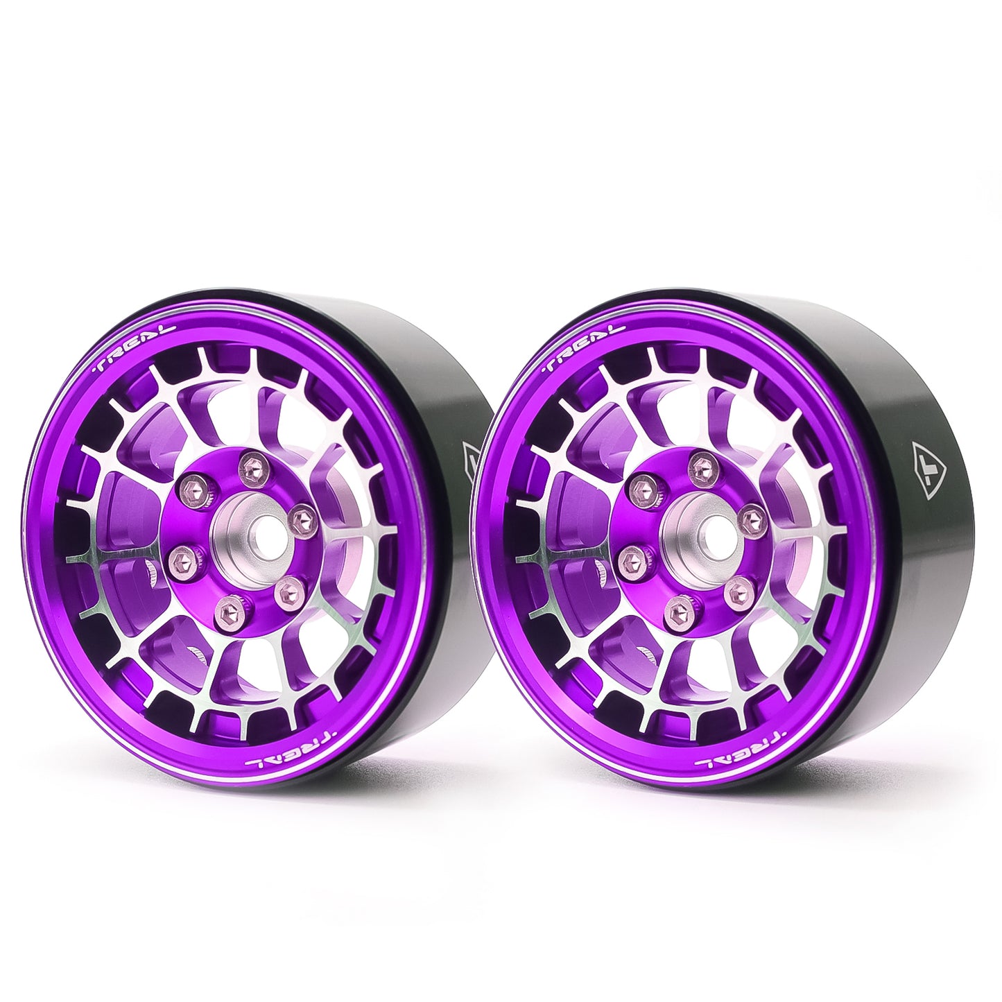 TREAL 1.9 Beadlock Wheels Stylish Cobweb Design 1.9 Wheel Rims(2P) CNC Machined Aluminum Anodized Finish Upgrades for 1/10 RC Crawlers TRX4 SCX10 III Type A