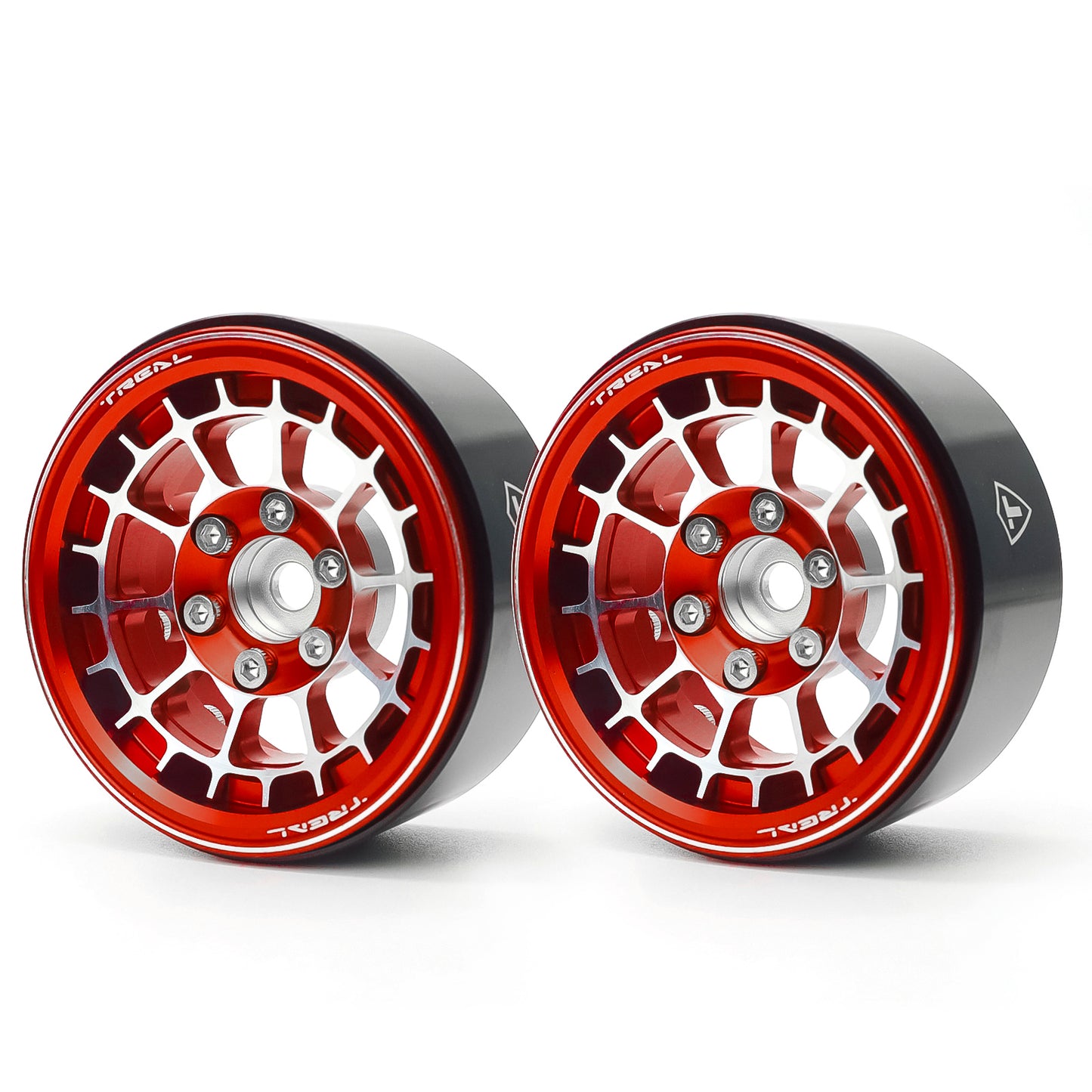 TREAL 1.9 Beadlock Wheels Stylish Cobweb Design 1.9 Wheel Rims(2P) CNC Machined Aluminum Anodized Finish Upgrades for 1/10 RC Crawlers TRX4 SCX10 III Type A