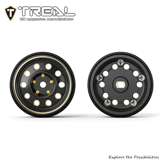 TREAL 0.7" Brass Beadlock Wheels (4Pcs) – 10-Hole Design for Axial SCX30-D