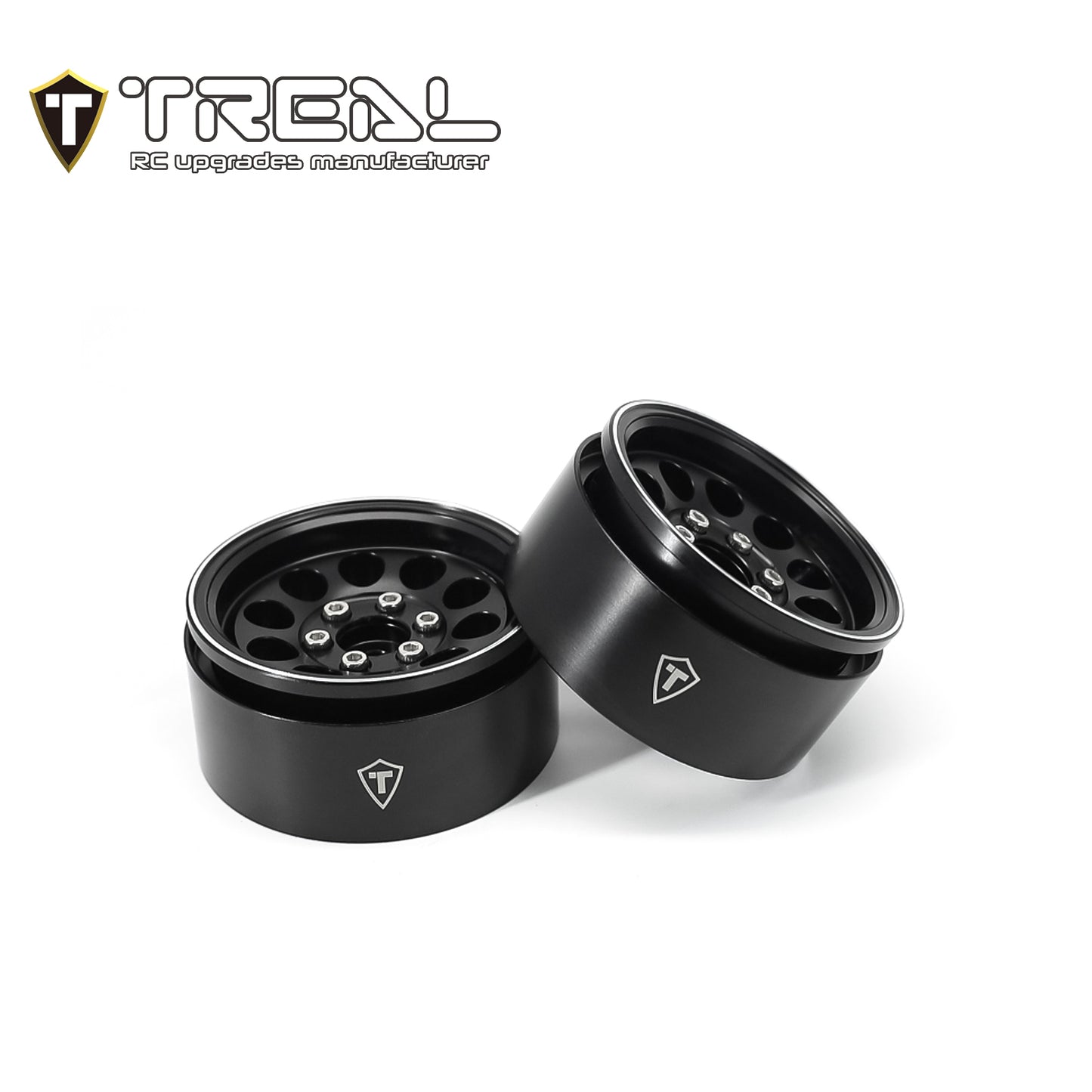 TREAL 1.9" Beadlock Wheels (4) 10-Hole Aluminum CNC Machined Wheels for SCX10 III TRX4 D90 1:10 RC Cars --Type F