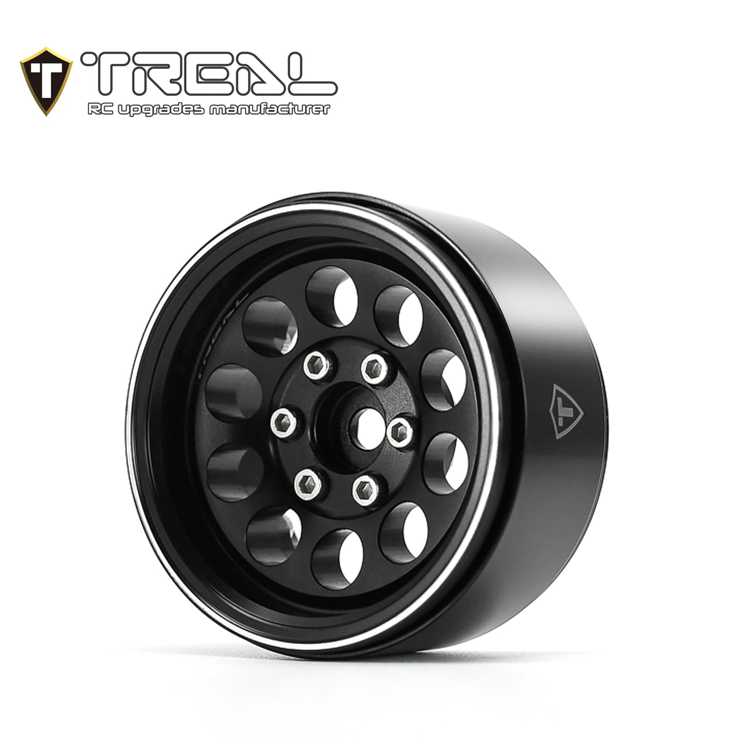 TREAL 1.9" Beadlock Wheels (4) 10-Hole Aluminum CNC Machined Wheels for SCX10 III TRX4 D90 1:10 RC Cars --Type F