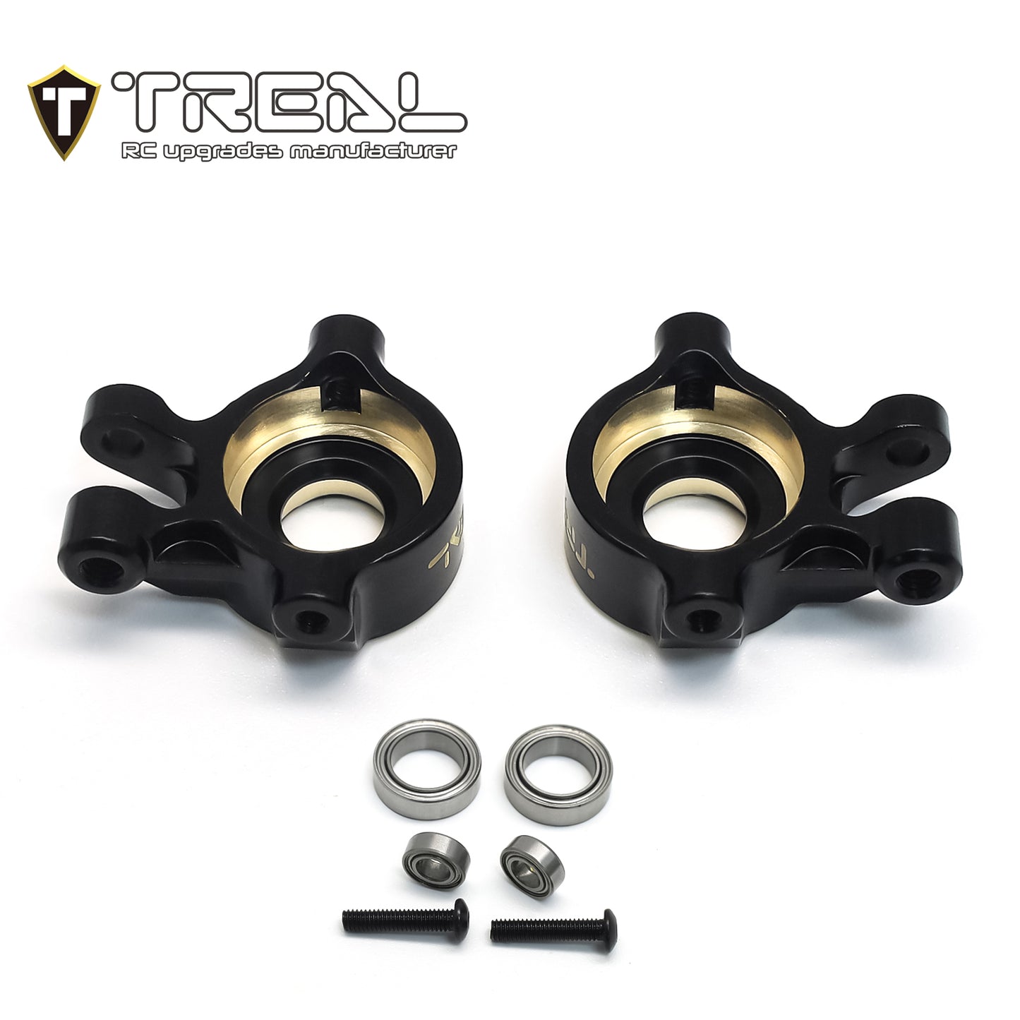 TREAL Brass Front Steering Knuckles Set 9.7g/pc (2P) L&R Heavy Weight Upgrades for 1/18 TRX4M Defender Bronco