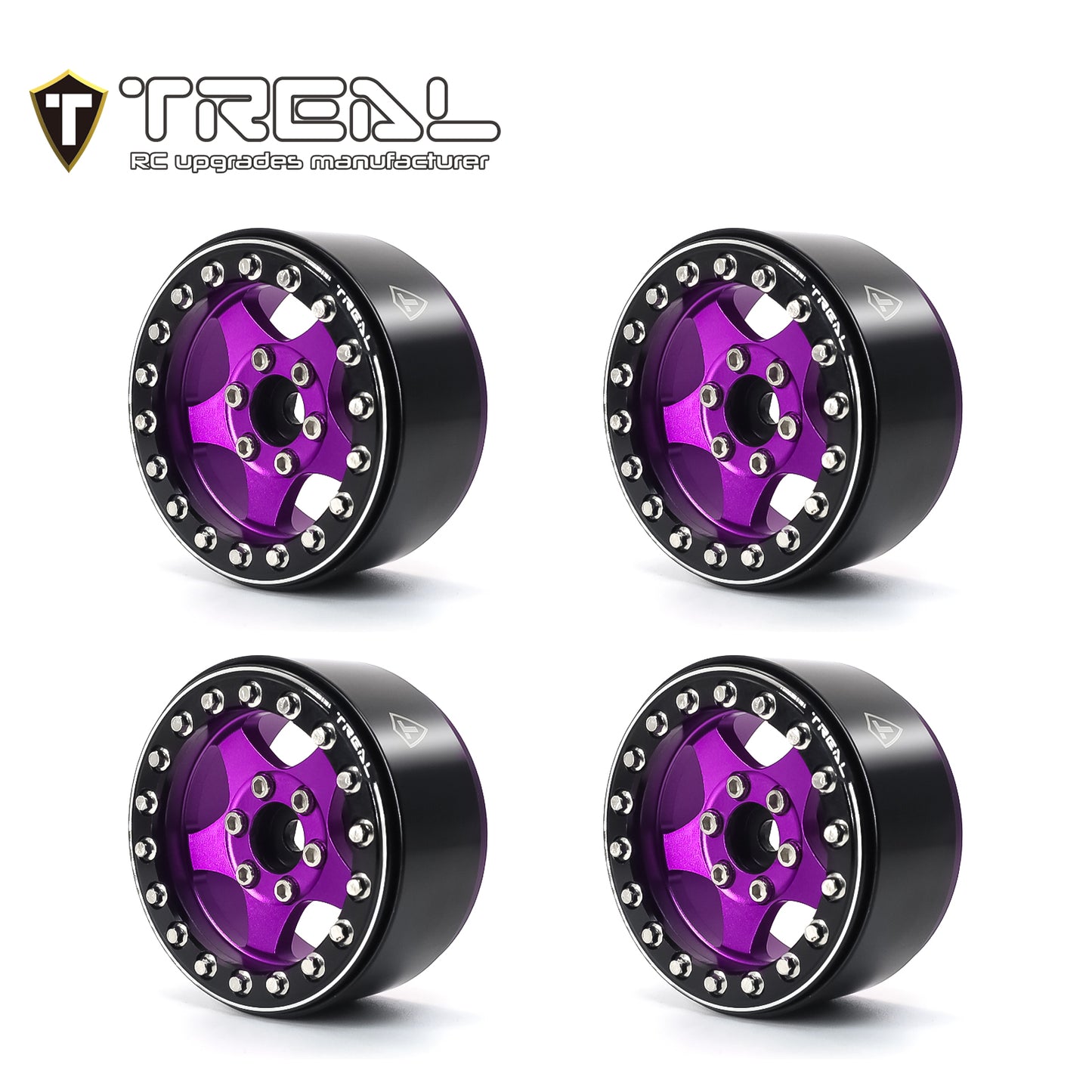 Treal 1.9 Wheels (4pcs) Beadlock Crawler Wheels for 1:10 Scale RC Truck-Type E
