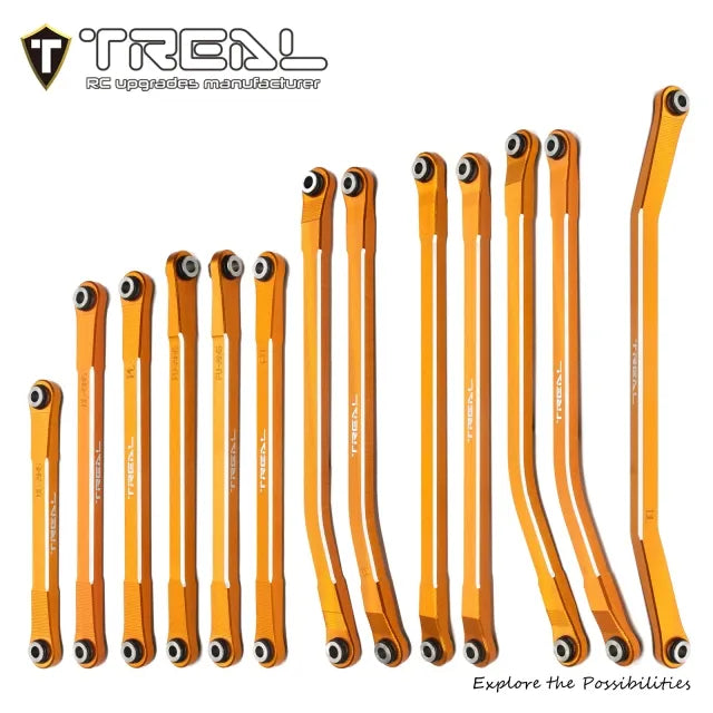 TREAL SCX10 PRO Links Set Aluminum 7075 CNC Machined Lower Upper Steering Linkages (13pcs) Upgrades Parts