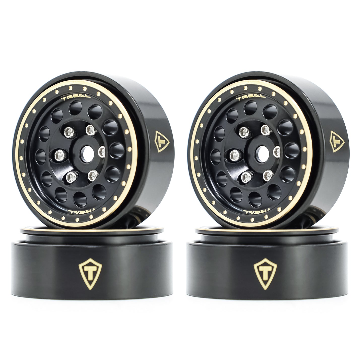 TREAL 1.0" Brass Beadlock Crawler Wheels Rims (4P) for Axial SCX24 Bronco Gladiator C10 Deadbolt -Type A