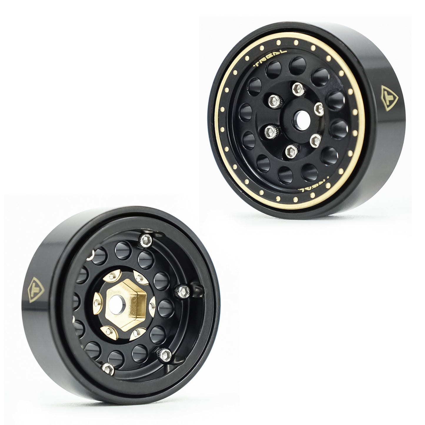 TREAL 1.0" Brass Beadlock Crawler Wheels Rims (4P) for Axial SCX24 Bronco Gladiator C10 Deadbolt -Type A