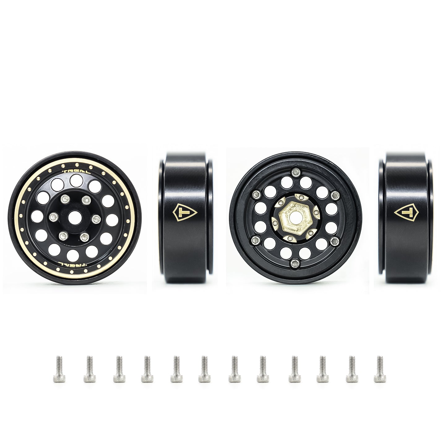 TREAL 1.0" Brass Beadlock Crawler Wheels Rims (4P) for Axial SCX24 Bronco Gladiator C10 Deadbolt -Type A