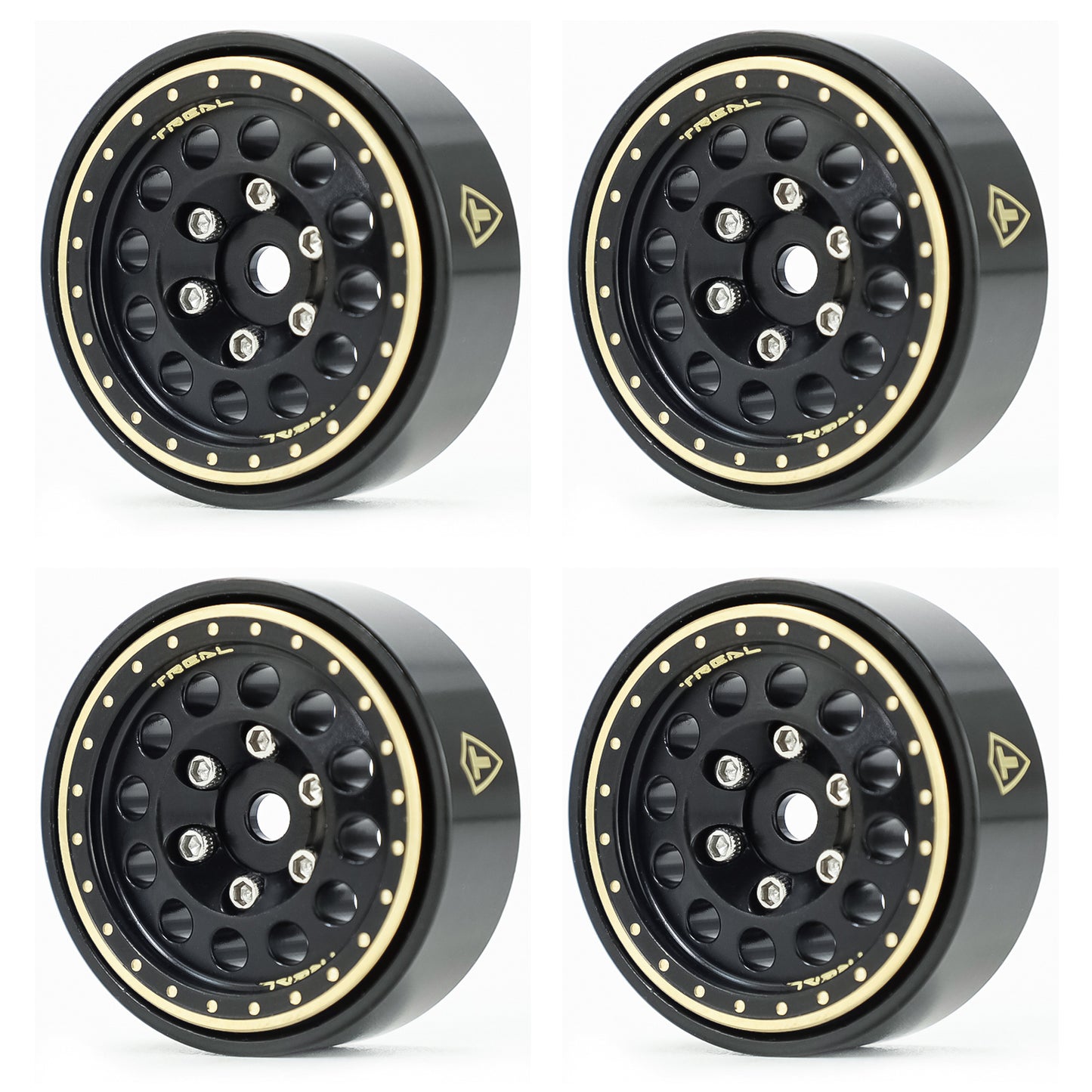 TREAL 1.0" Brass Beadlock Crawler Wheels Rims (4P) for Axial SCX24 Bronco Gladiator C10 Deadbolt -Type A