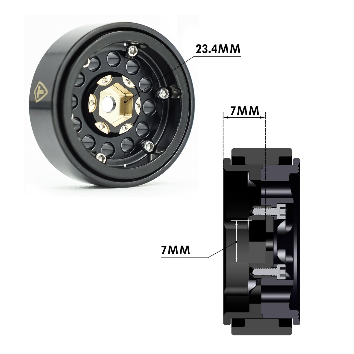 TREAL 1.0" Brass Beadlock Crawler Wheels Rims (4P) for Axial SCX24 Bronco Gladiator C10 Deadbolt -Type A