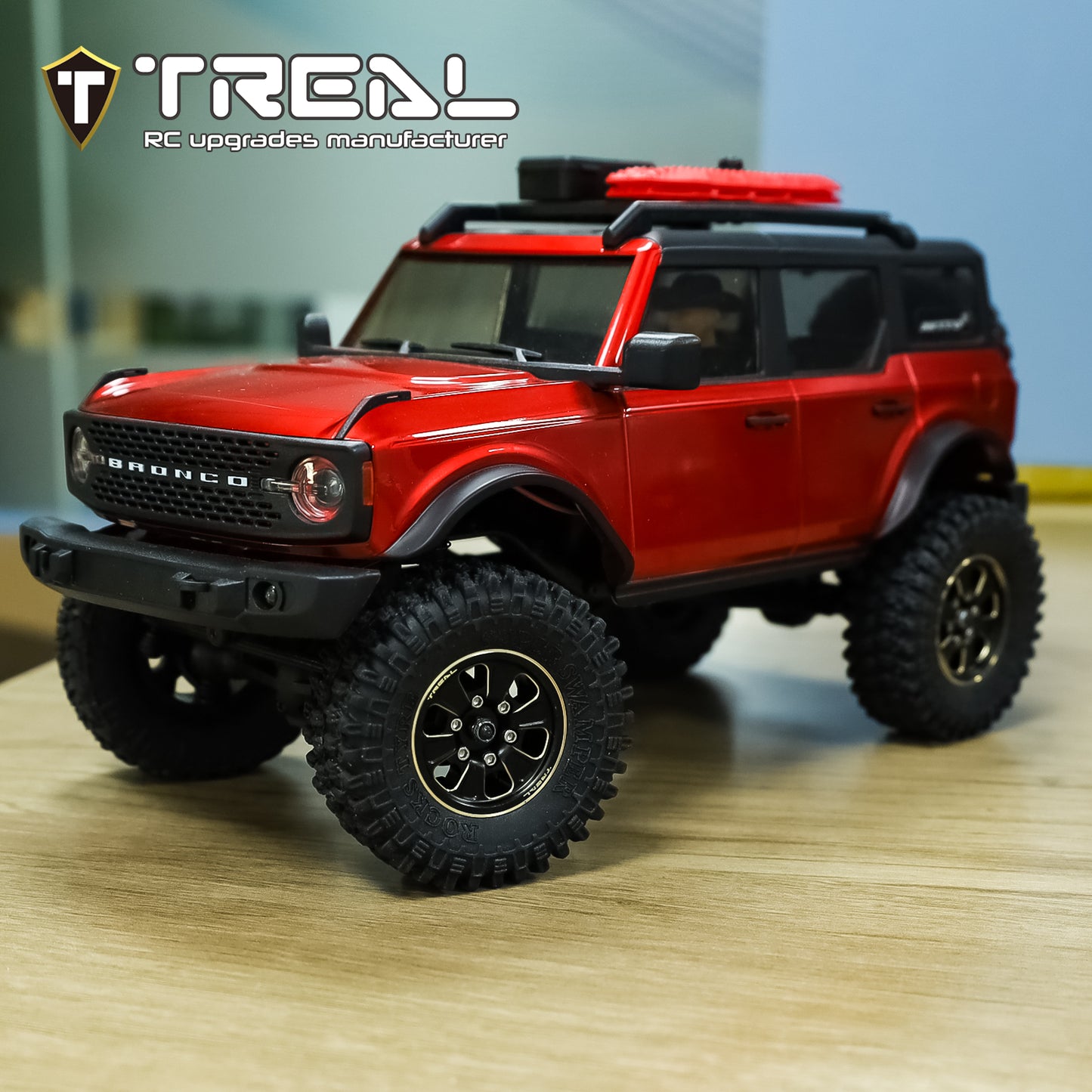 TREAL 1.0" Brass Beadlock Wheels Rims(4P-Set) Black for 1/24 Scale Crawler Axial SCX24 -Type B