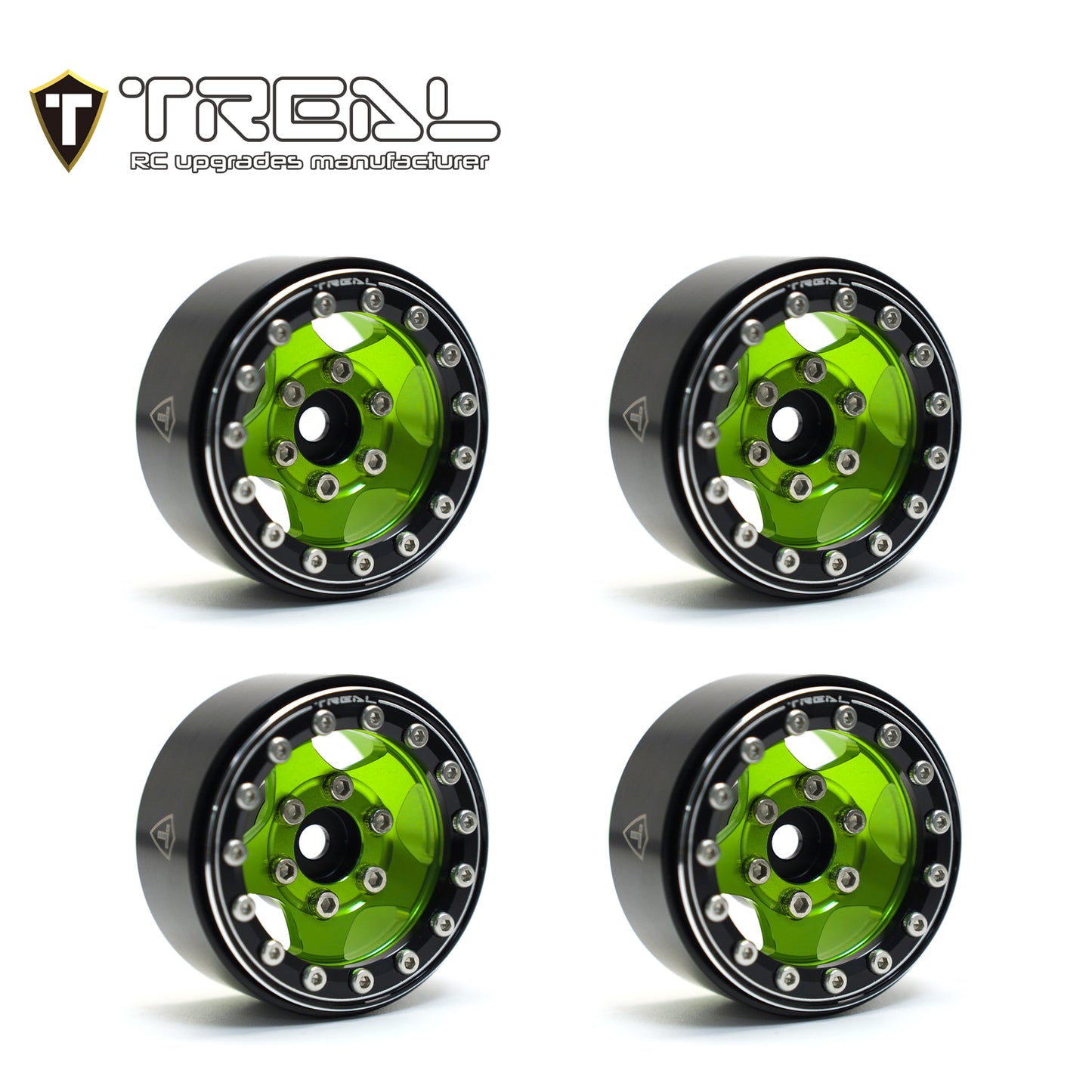 TREAL 1.55'' Beadlock Wheels (4P) Aluminum CNC Machined 5-Star Wheels for 1/10 RC Crawler Car -Type B