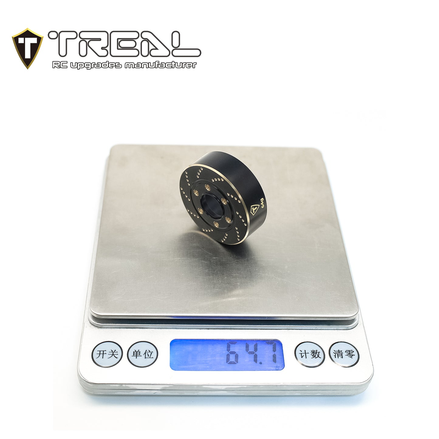 TREAL 1.9 Brass Wheel Weights 64g Brake Disc Weights(2) for TRX4 SCX10 III SCX10 II Capra 1/10 Crawler Wheels