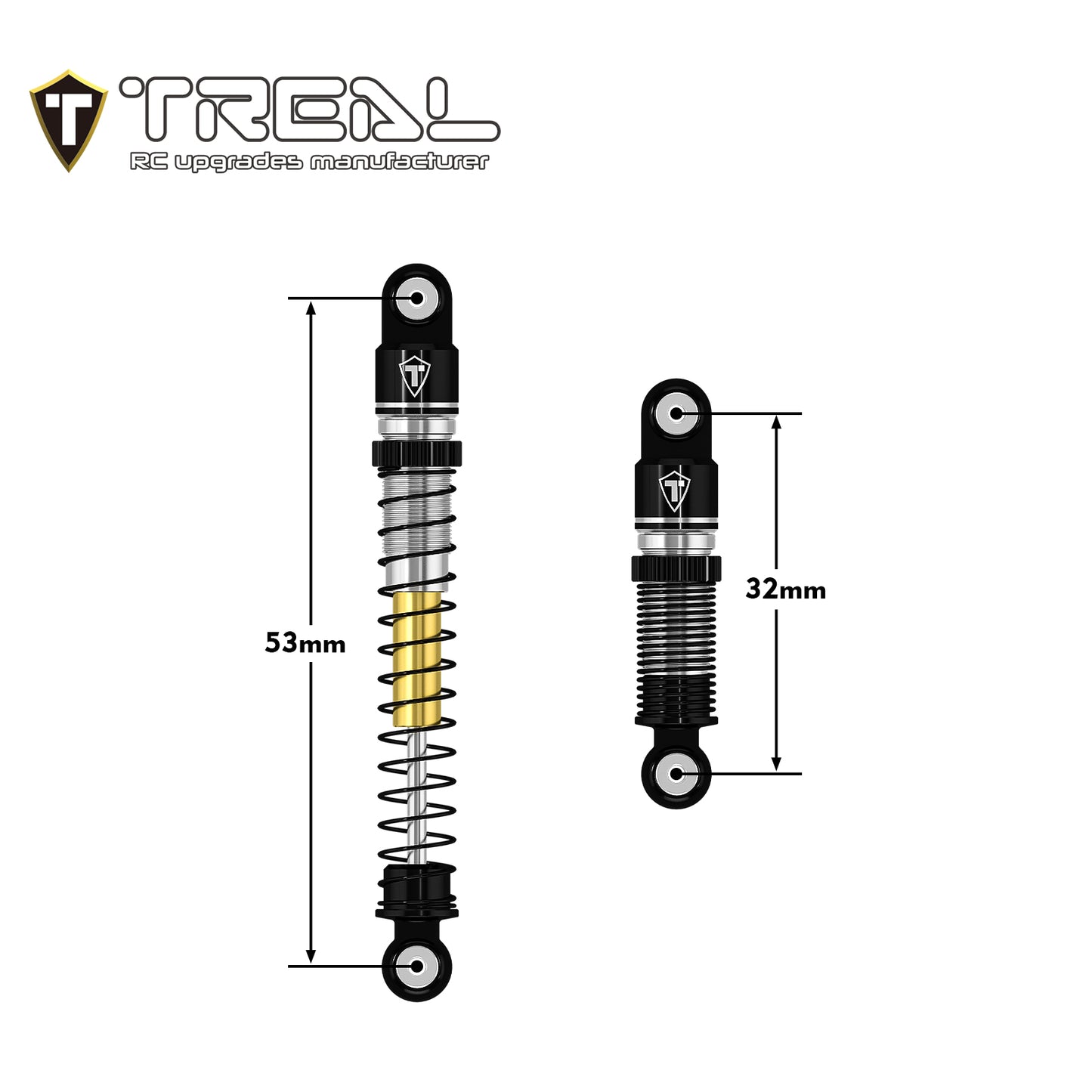 TREAL AX24 Shocks 53mm Aluminum Threaded Shock Adjustable Absorber Oil Damper compatible with 1/24 Axial AX24 XC-1 Upgrades