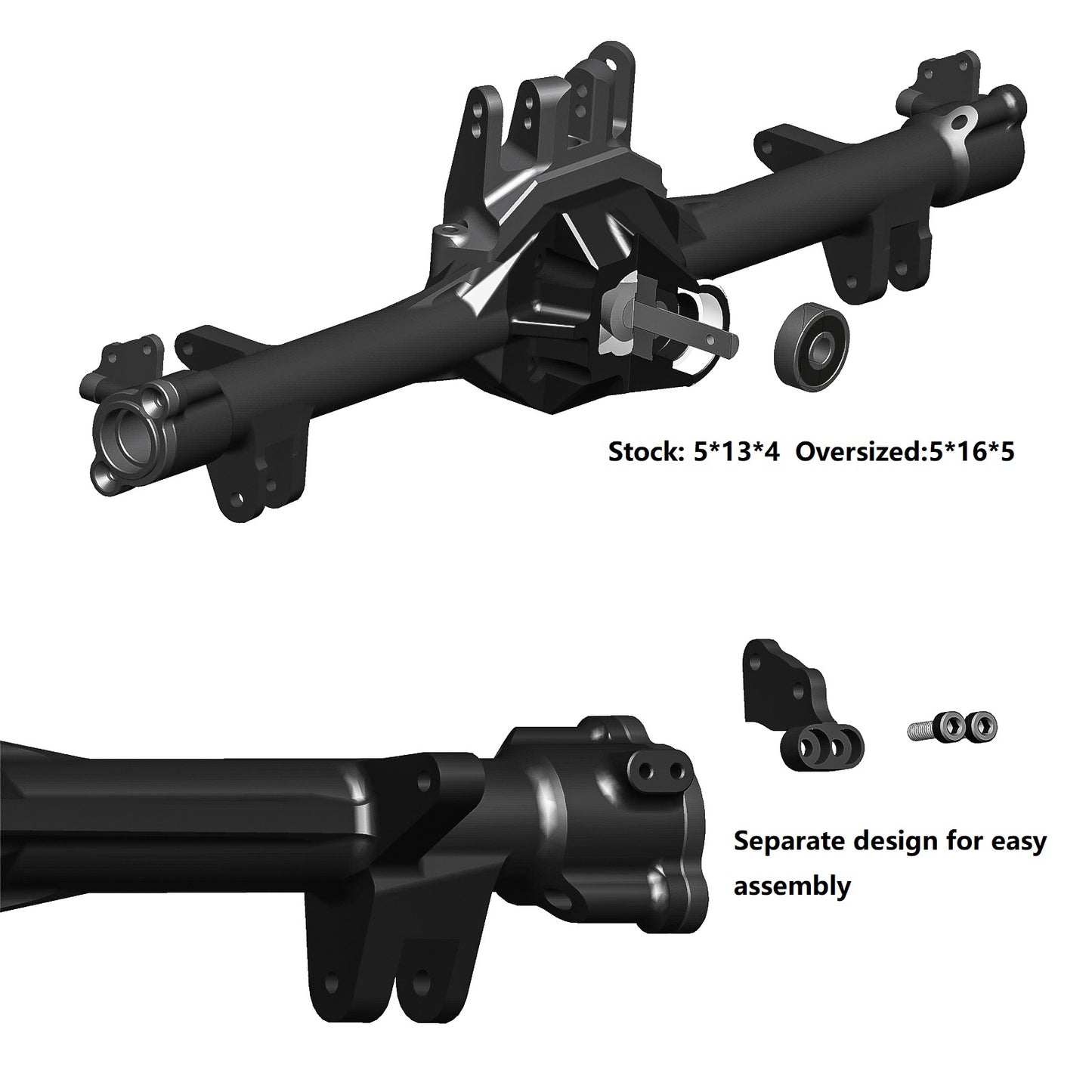 TREAL Alu# 7075 Rear Axle Housing for Losi HAMMER REY 1/10 4WD Rock Racer