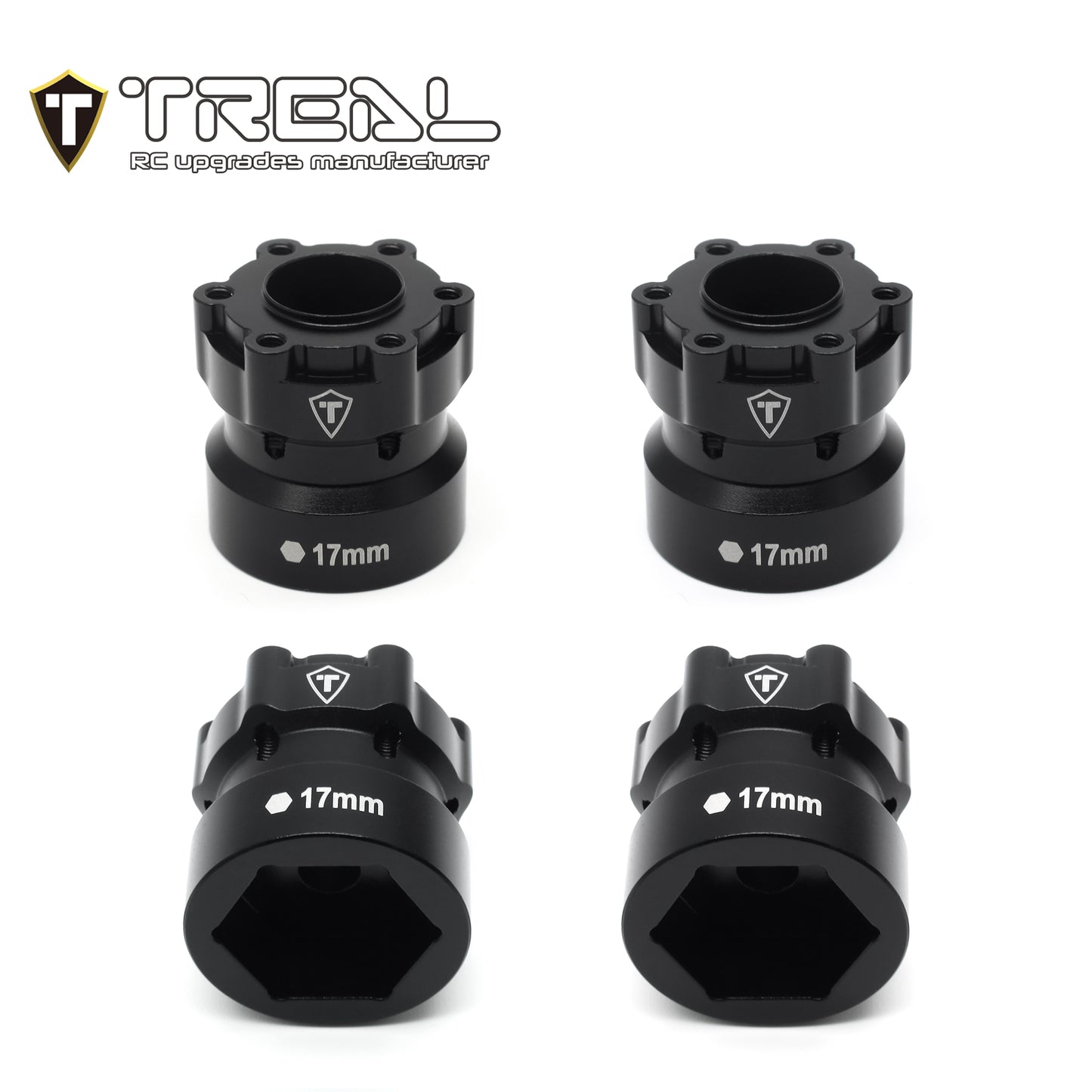 TREAL Aluminum 17MM Hex Adaptors(4p) for 2.6'' Monster Truck Wheels