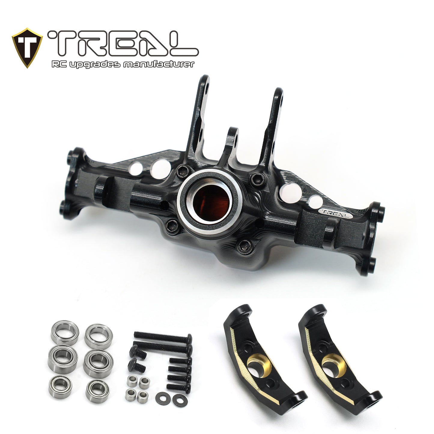 TREAL Aluminum 7075 Front Axle Housing w Brass C hubs Upgrades for 1/18 TRX4M TRX4MT