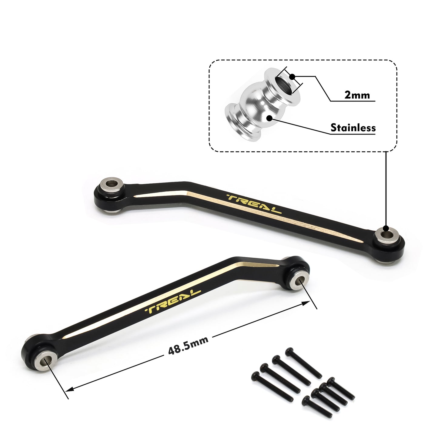 TREAL Brass FCX24 Lower Links Set (4pcs) Lower Chassis 4-Links for FMS FCX24 1:24