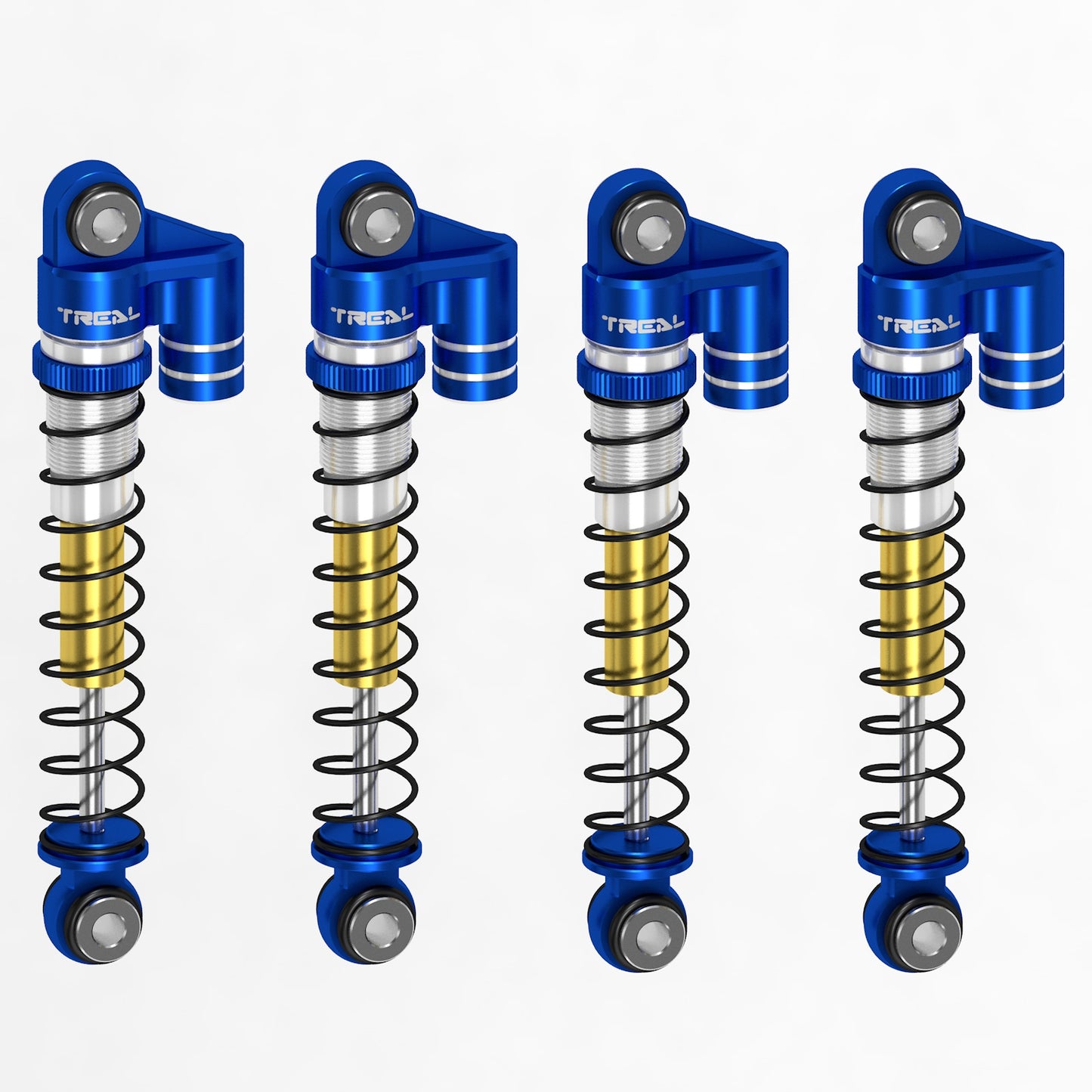 TREAL FCX24 Shocks 43mm Threaded Tele Double Barrel Shocks (4) for FMS 1/24 FCX24 Power Wagon