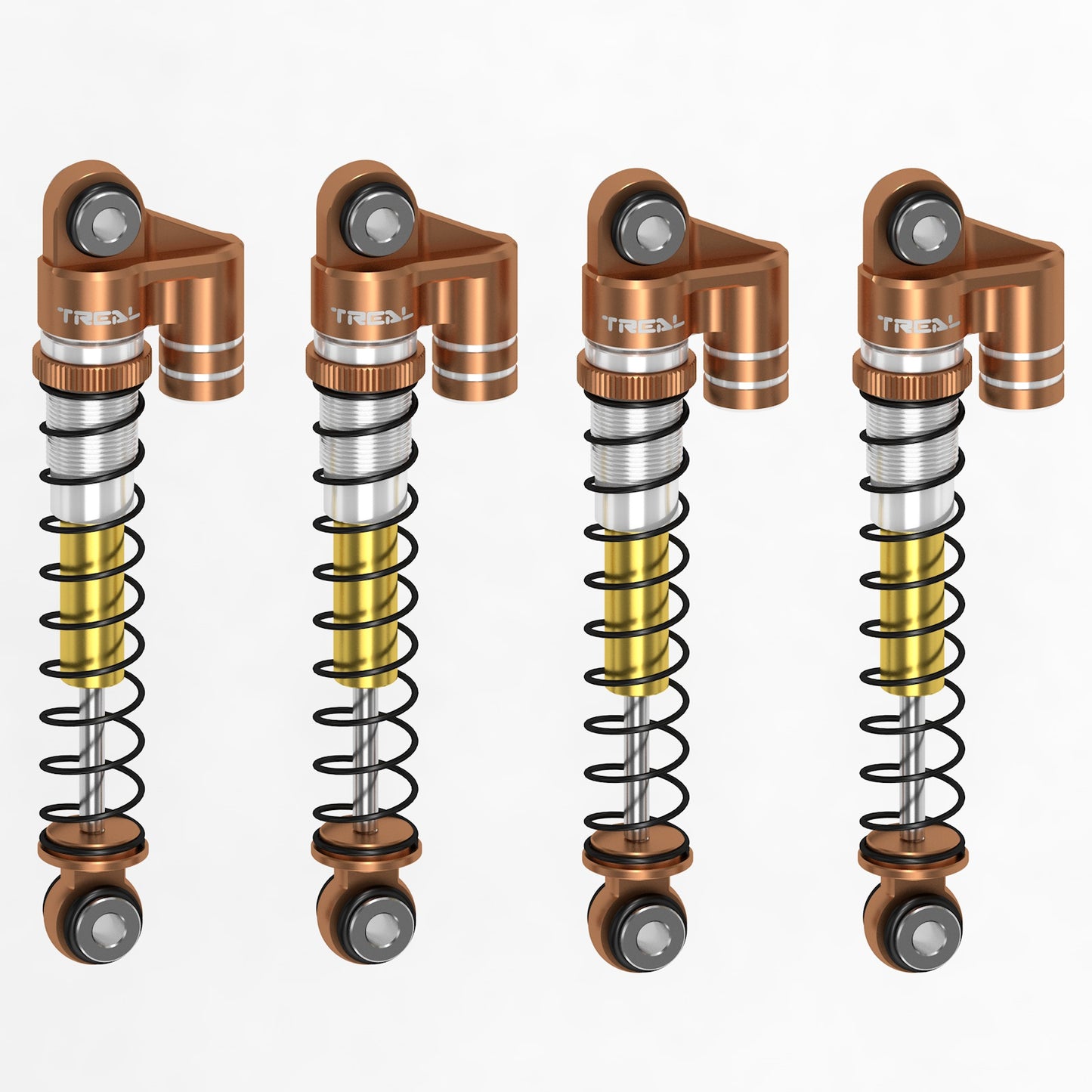 TREAL FCX24 Shocks 43mm Threaded Tele Double Barrel Shocks (4) for FMS 1/24 FCX24 Power Wagon
