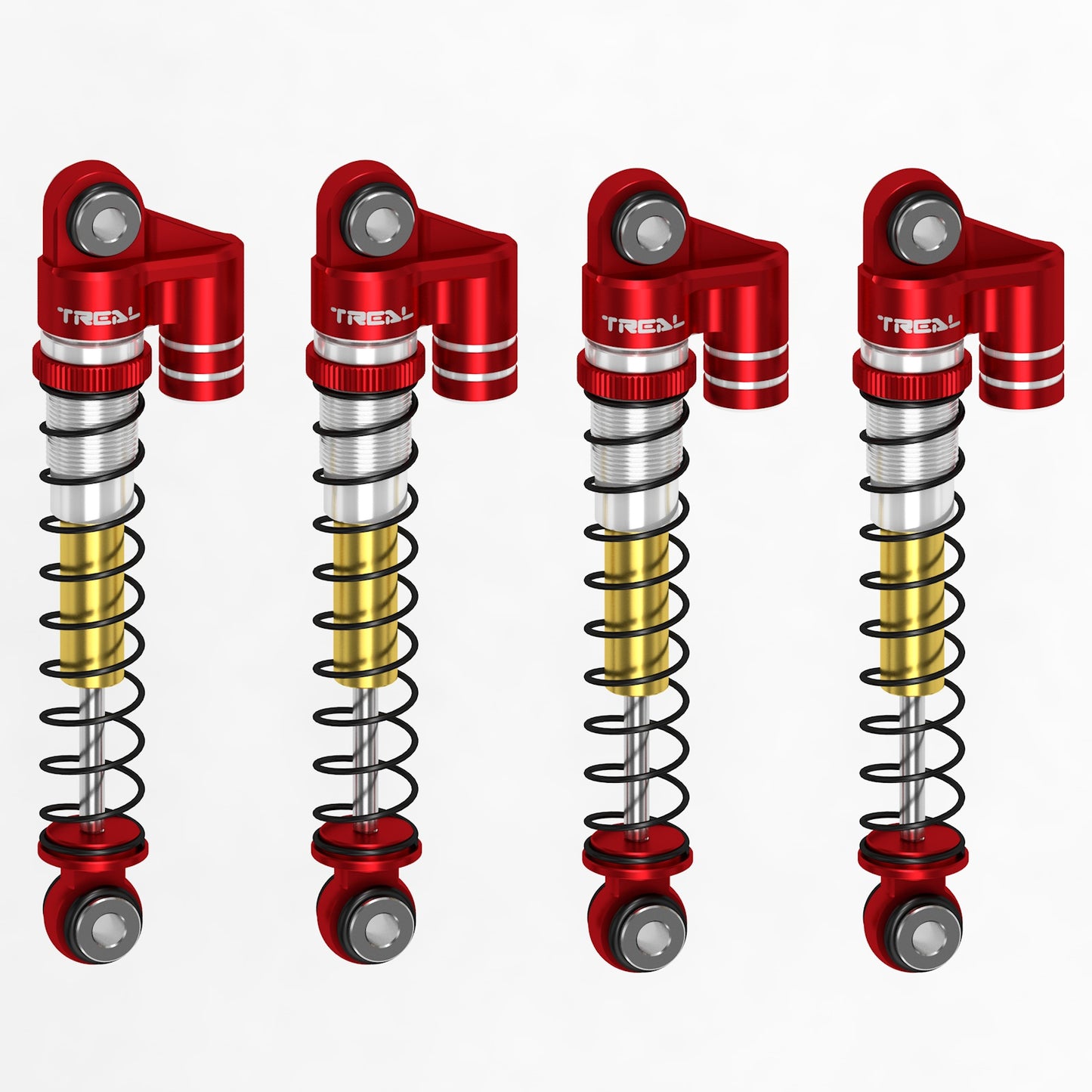 TREAL FCX24 Shocks 43mm Threaded Tele Double Barrel Shocks (4) for FMS 1/24 FCX24 Power Wagon