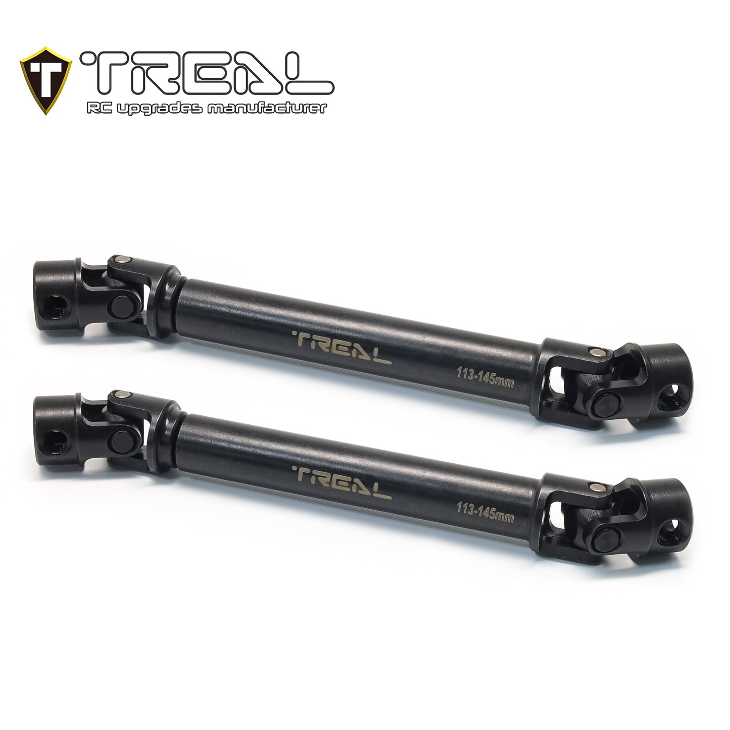 TREAL HD Center Slider Driveshafts (2) 113-145mm for Losi LMT 4WD Solid Axle Mega Truck Bog Hog/King Sling