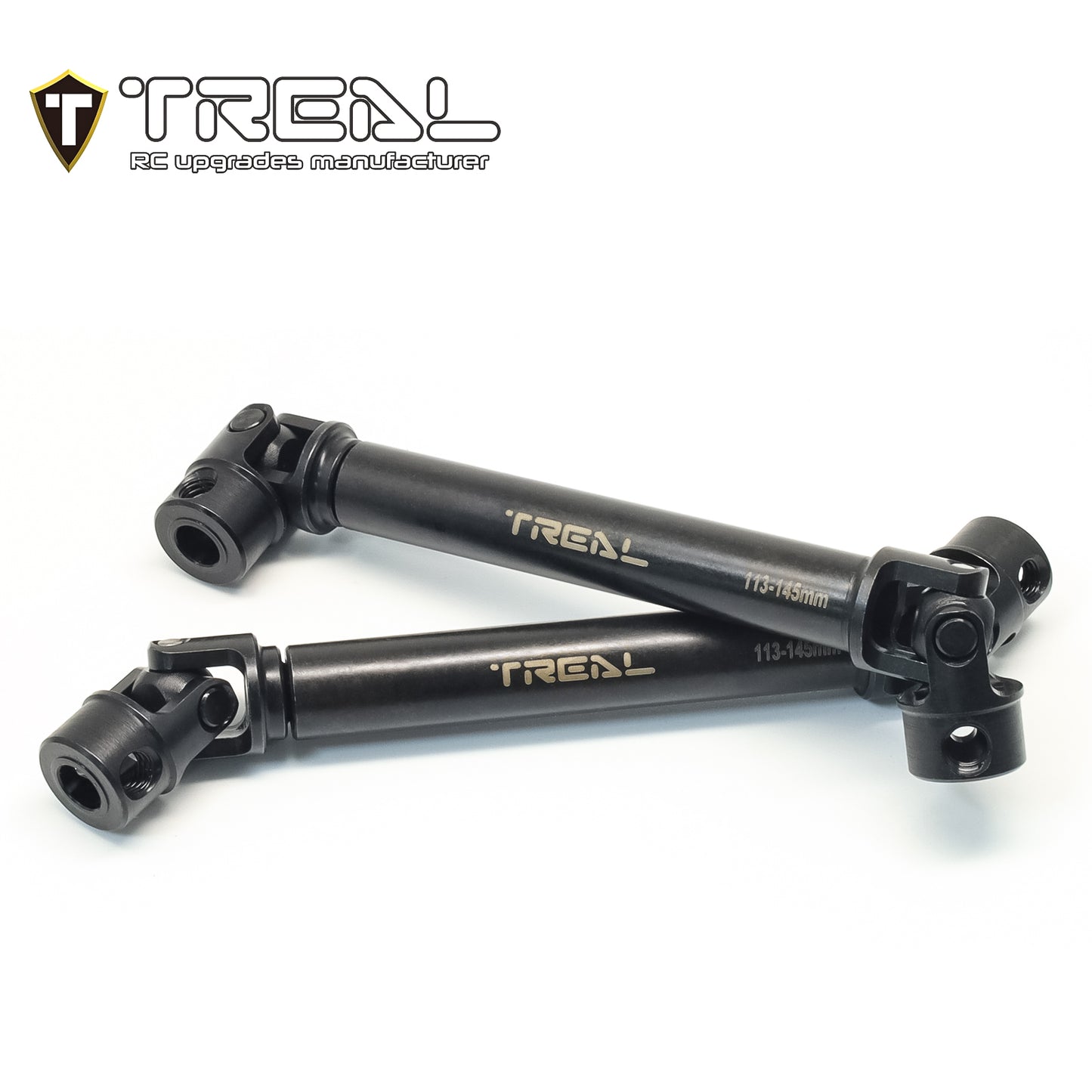 TREAL HD Center Slider Driveshafts (2) 113-145mm for Losi LMT 4WD Solid Axle Mega Truck Bog Hog/King Sling
