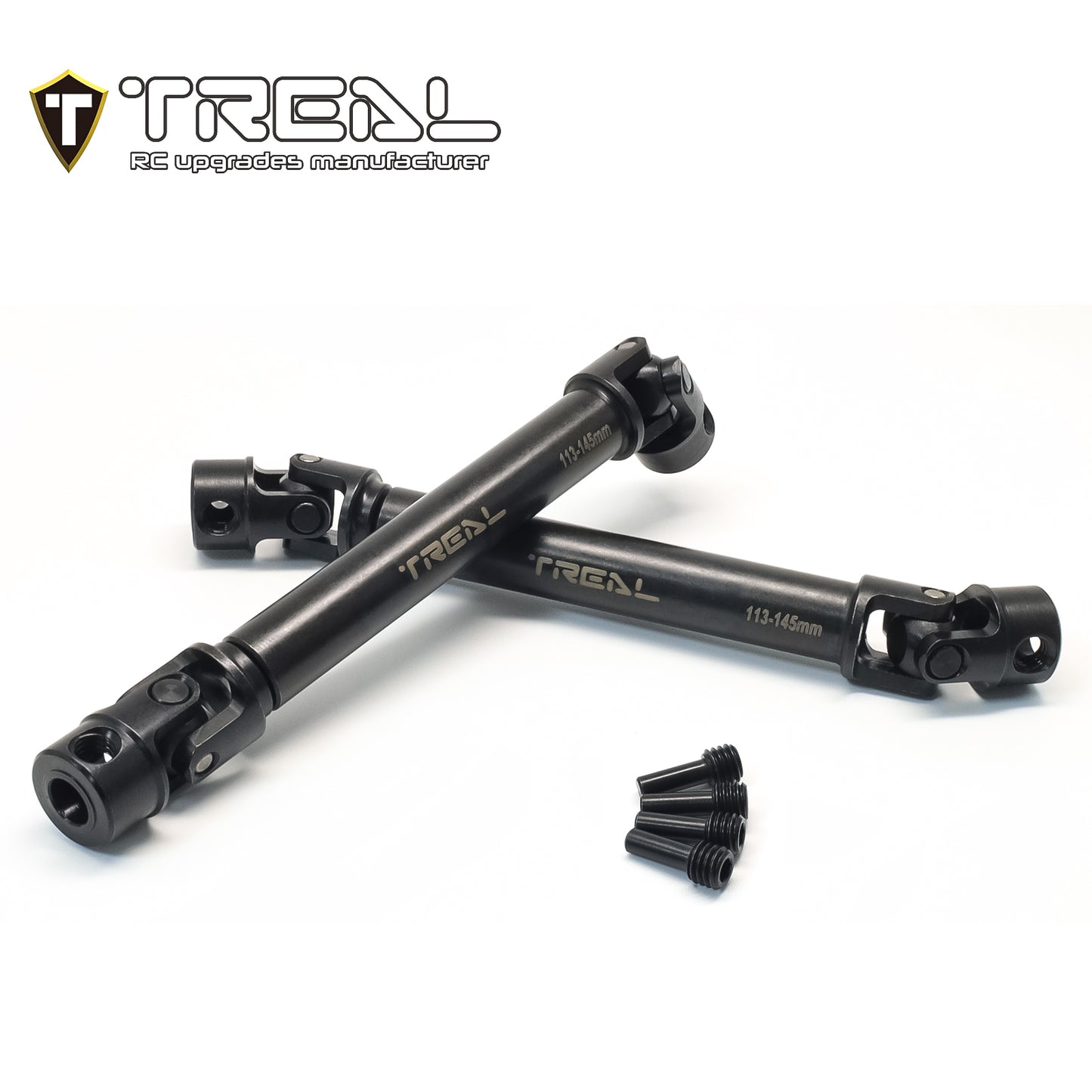 TREAL HD Center Slider Driveshafts (2) 113-145mm for Losi LMT 4WD Solid Axle Mega Truck Bog Hog/King Sling