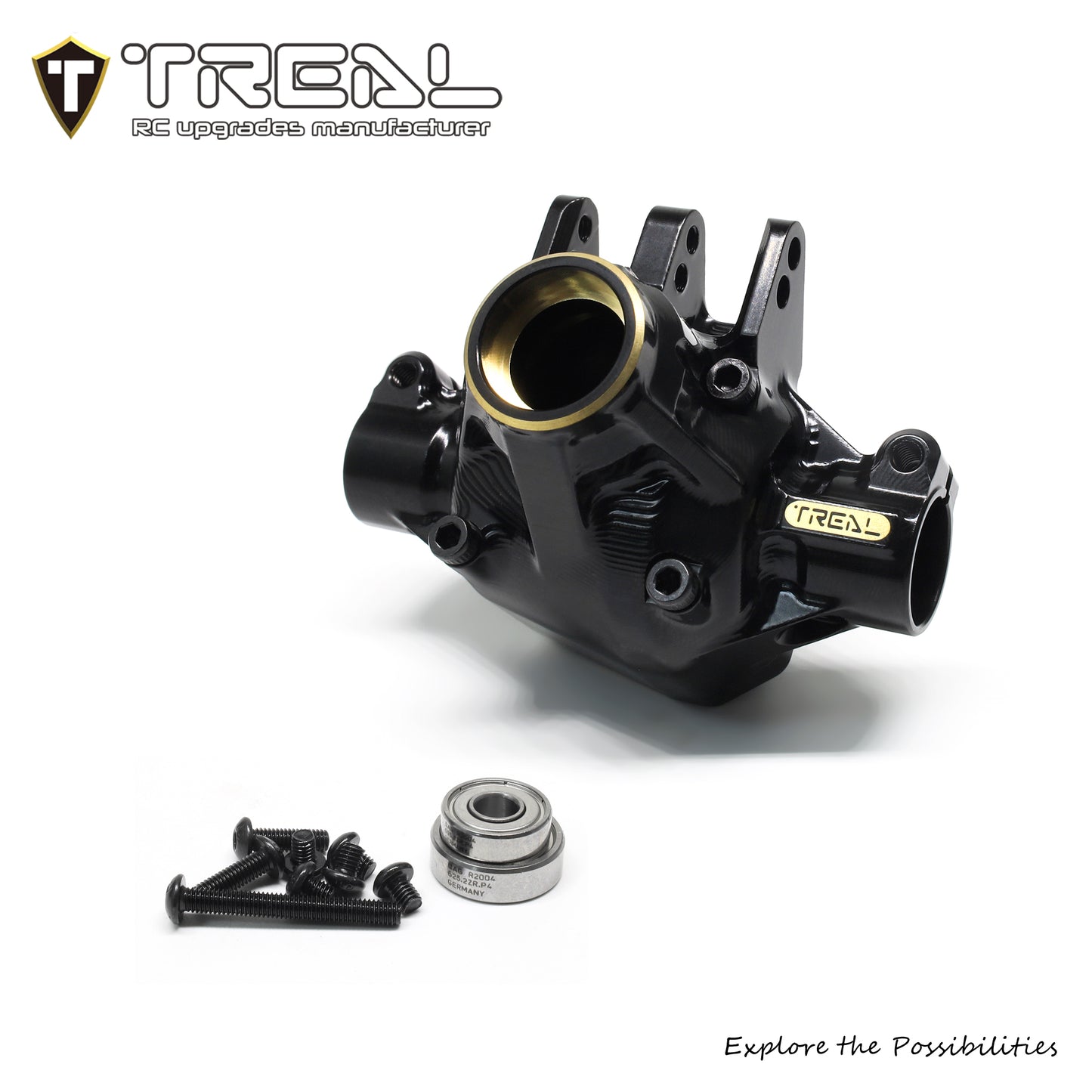 TREAL SCX10 Pro Brass Rear Axle Center 3rd Member Housing w Diff Cover Heavy Weight Upgrades Compatible with Axial 1/10th SCX10 PRO Comp Kit