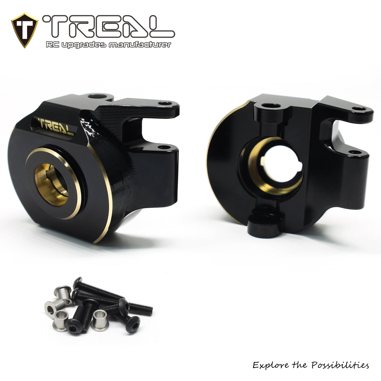 TREAL SCX10 Pro Brass Steering Knuckles L/R Heavy Weight (96.8g/pc) Upgrades Compatible with Axial 1/10th SCX10 PRO Comp Kit