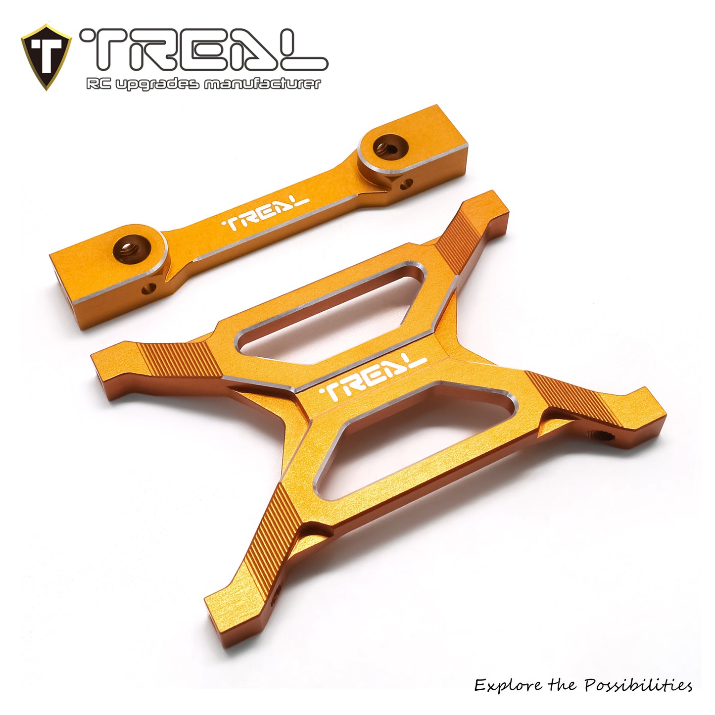 TREAL SCX10 Pro Rear Chassis Brace Post Mount Aluminum 7075 CNC Billet Machined Upgrades Parts