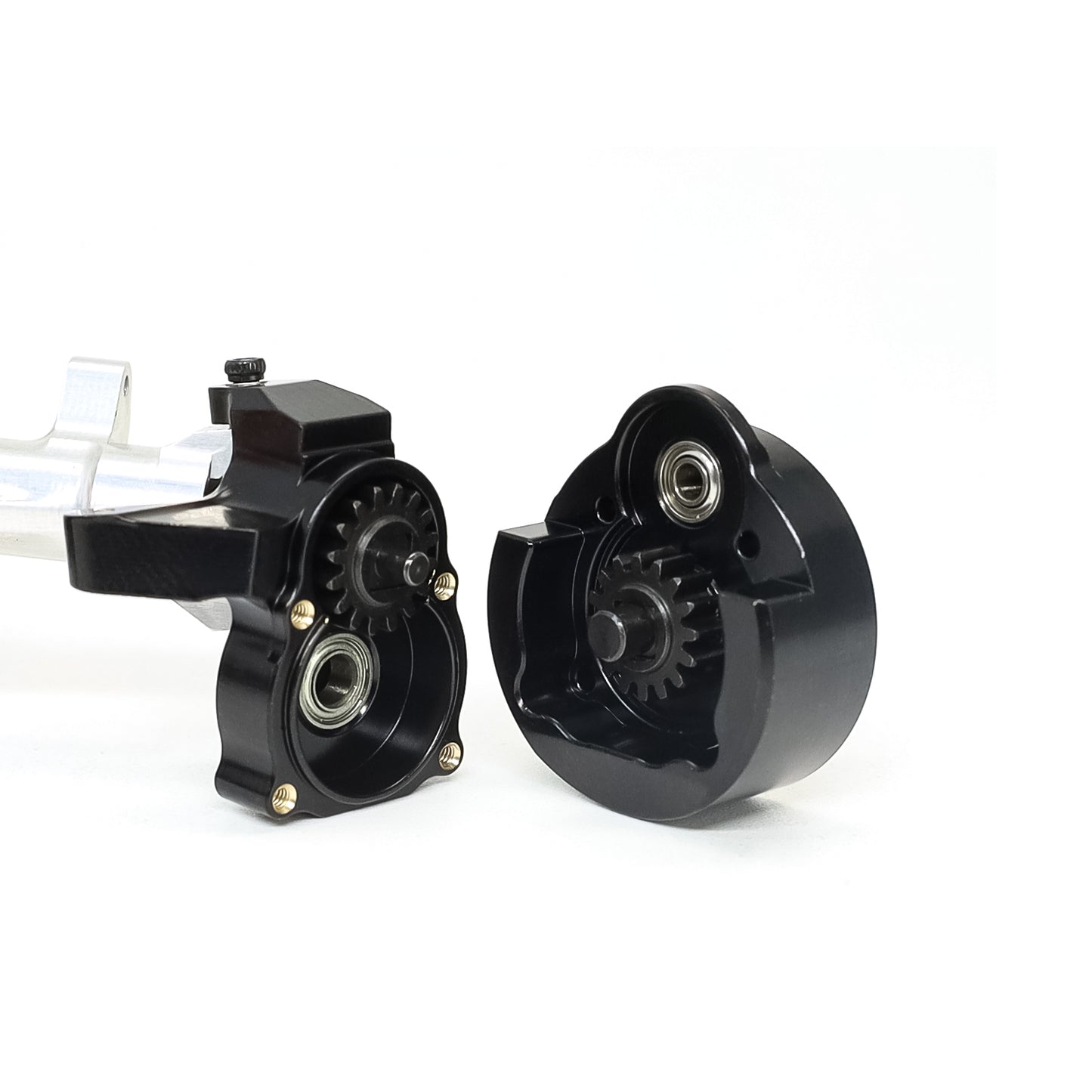 TREAL SCX24 Brass Inner Portal Covers(2P) Front Steering Knuckles 11g for Portal Axles-Black