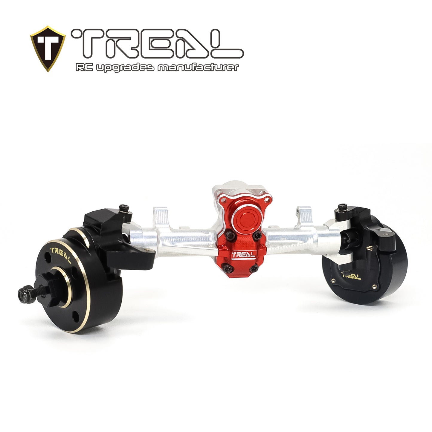 TREAL SCX24 Brass Inner Portal Covers(2P) Front Steering Knuckles 11g for Portal Axles-Black