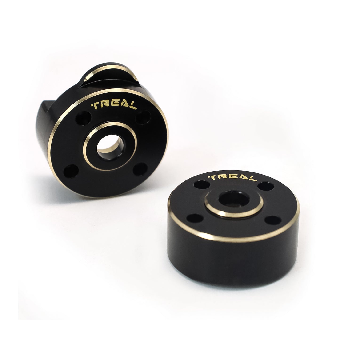 TREAL SCX24 Brass Outer Portal Covers (2P) External Drive Housing Heavy Weight 20g for Portal Axles-Black