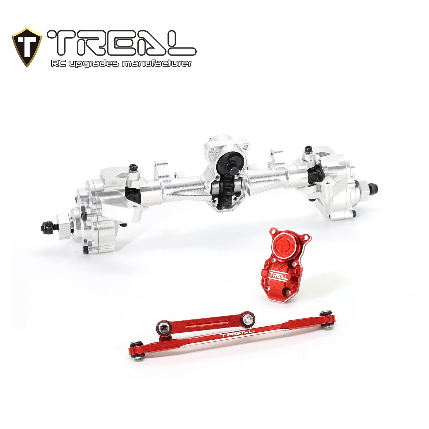 TREAL SCX24 Front Portal Axles Complete Kit CVD shaft,Aluminum 7075 CNC Machined Axle Housing for Axial 1/24 SCX24