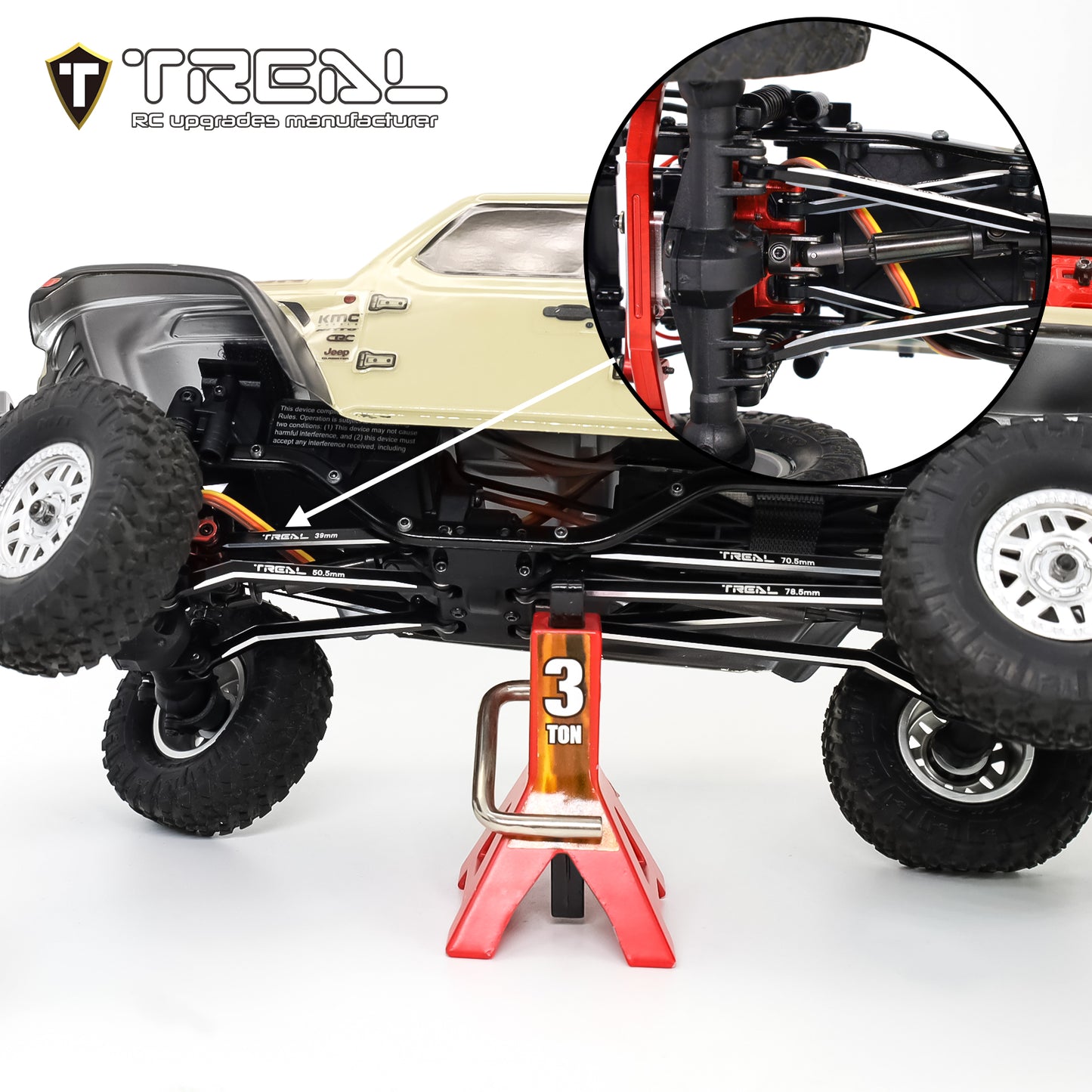 TREAL SCX24 High Clearance Links 4-Links Design (8pcs) Aluiminum 7075 for Axial SCX24 Gladiator