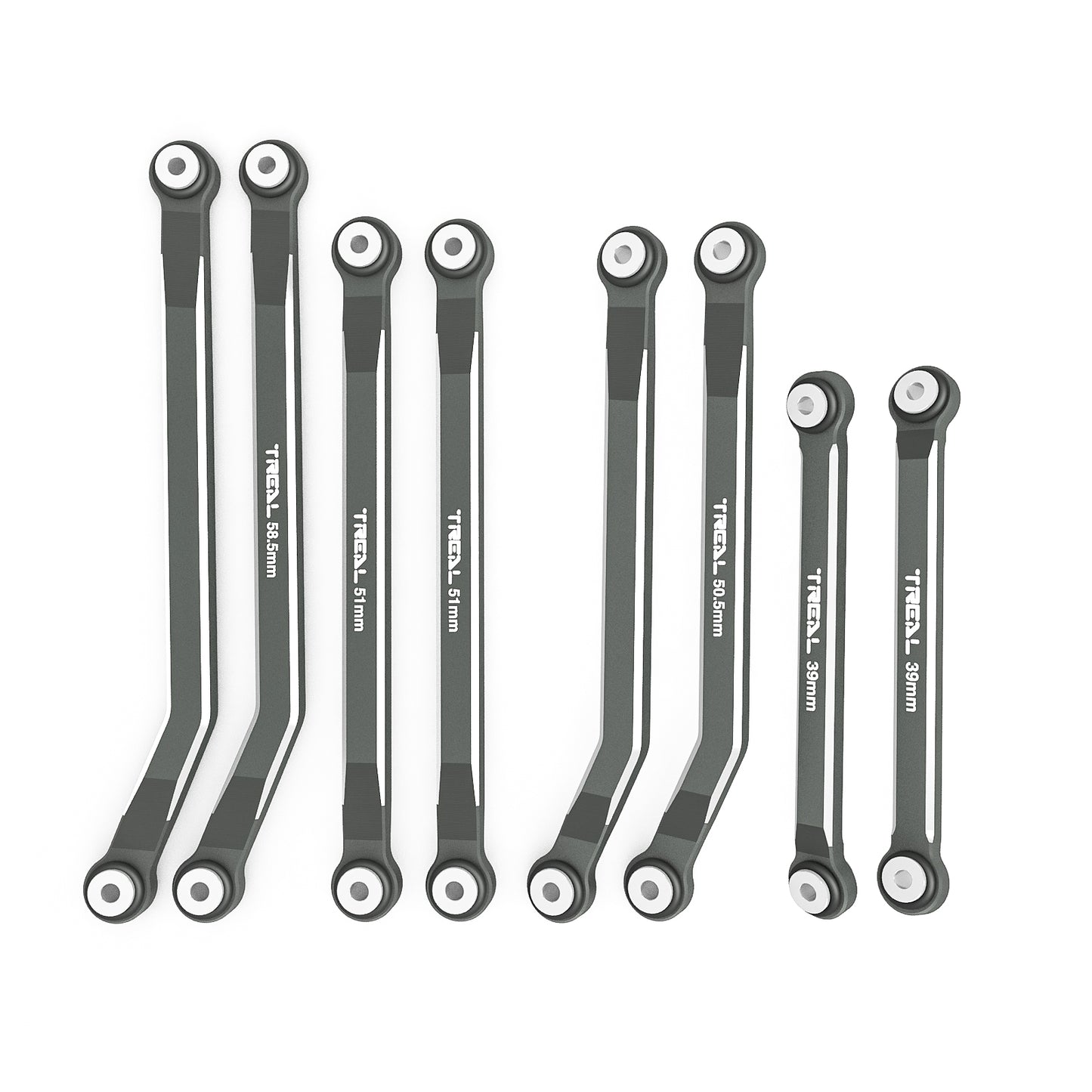 TREAL SCX24 High Clearance Links C10 Bronco 4-Links Design (8pcs) Alu# 7075 for Axial SCX24 C-10 AXI00001 JLU AXI00002 Bronco AXI00006