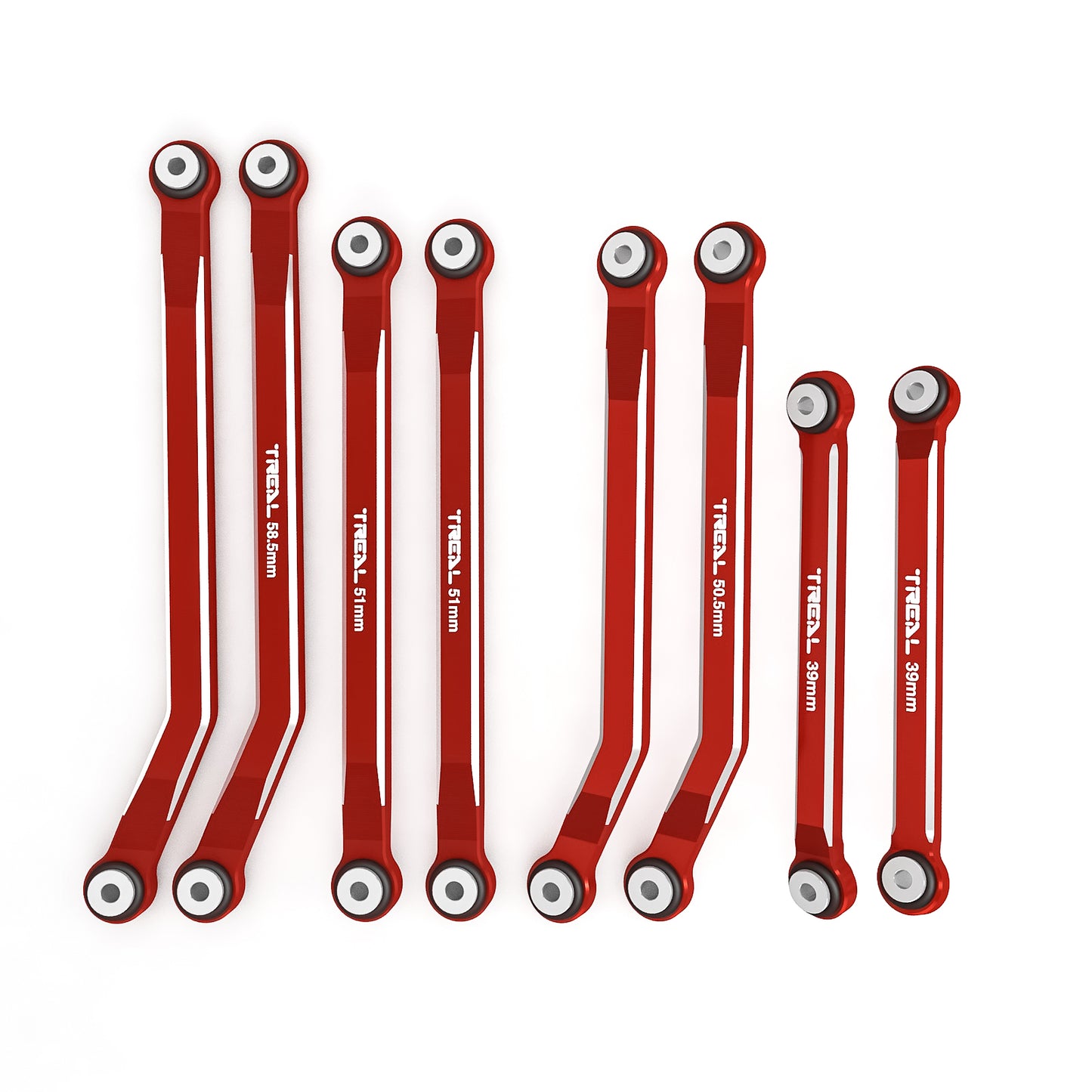 TREAL SCX24 High Clearance Links C10 Bronco 4-Links Design (8pcs) Alu# 7075 for Axial SCX24 C-10 AXI00001 JLU AXI00002 Bronco AXI00006