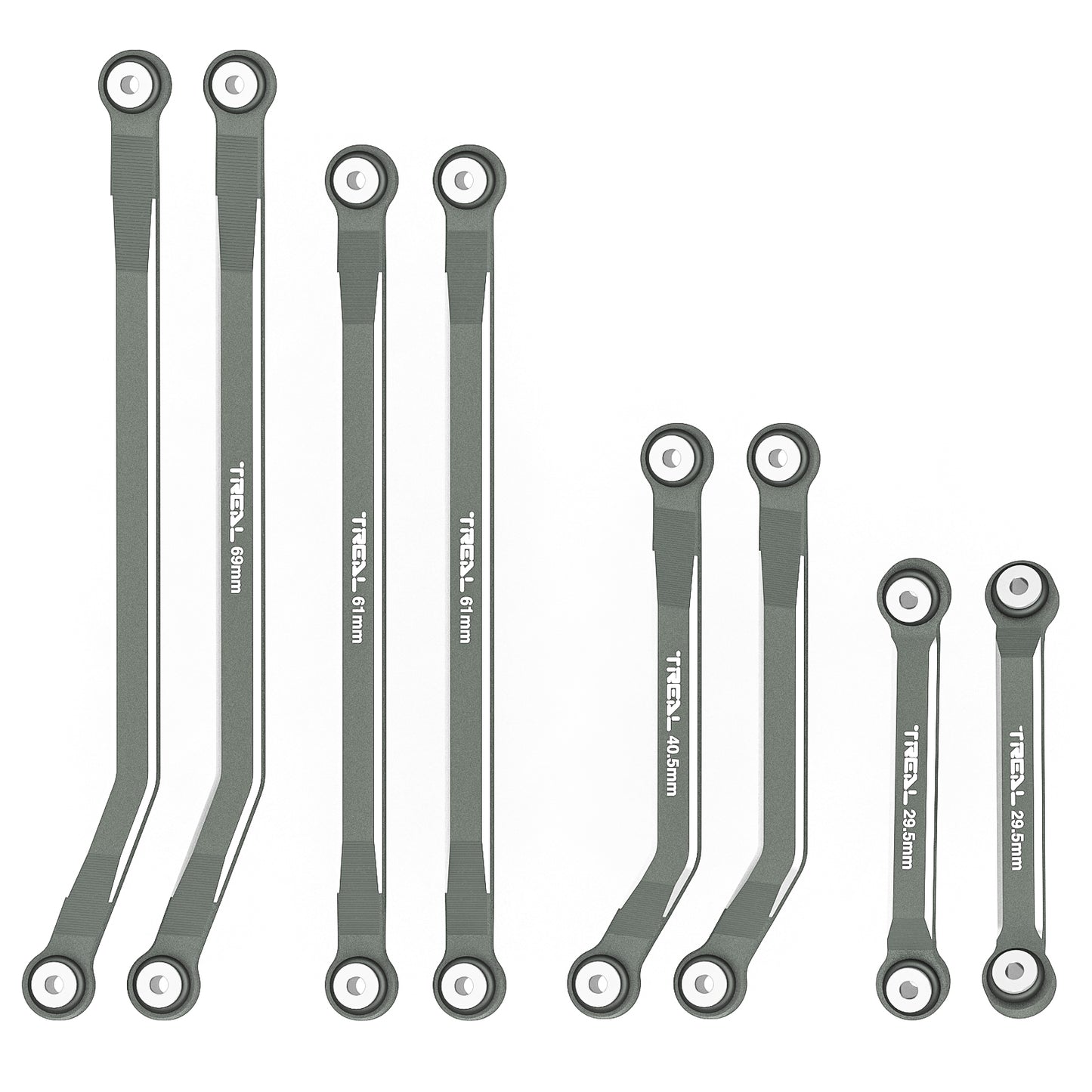 TREAL SCX24 High Clearance Links Deadbolt Betty 4-Links Design (8pcs) Alu# 7075 for Axial SCX24 Deadbolt AXI90081 Betty