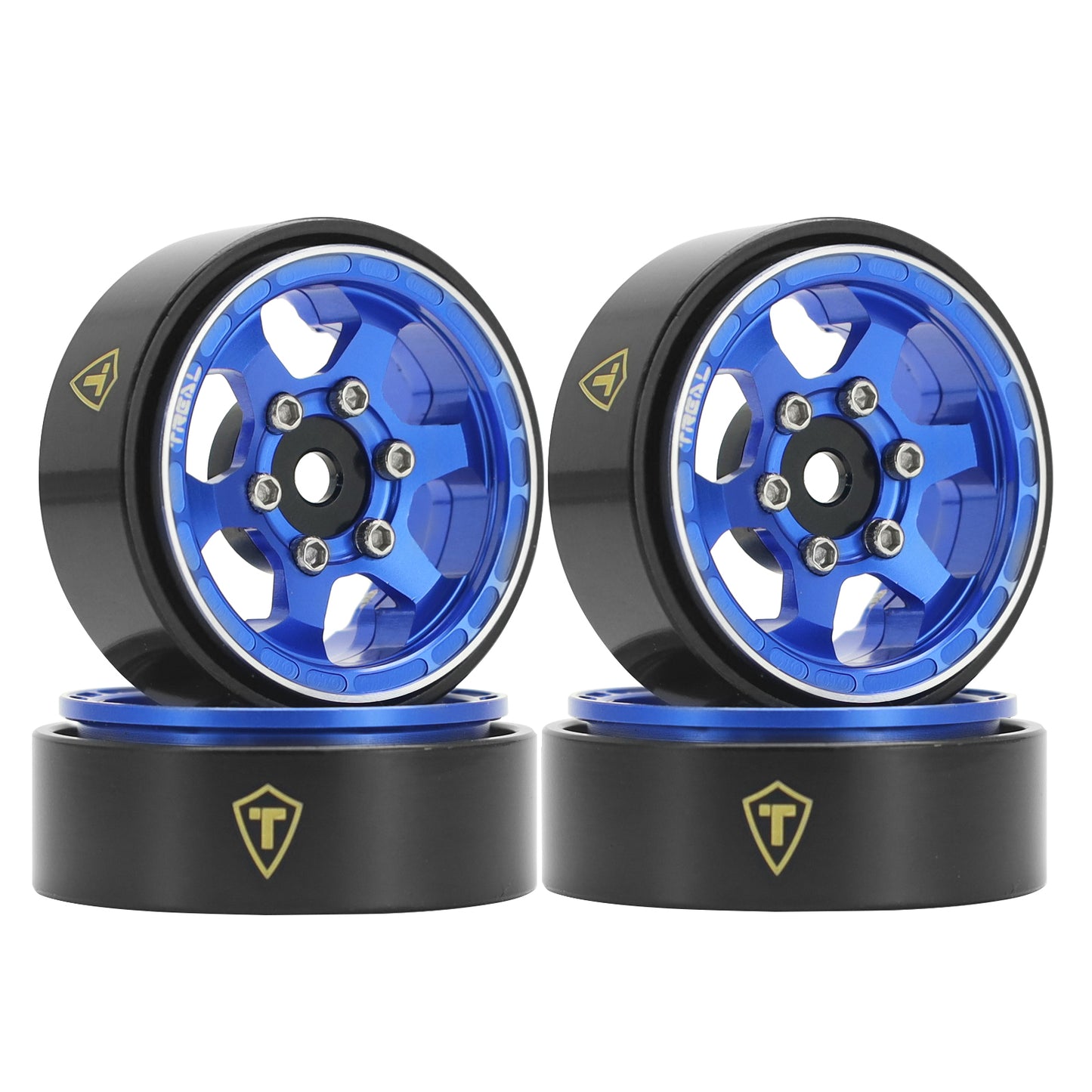 TREAL SCX24 Wheels 1.0" Beadlock Wheels (4P) Scale-Look Concave Six Spoke Rim Crawler Wheels for Axial SCX24 -Type D