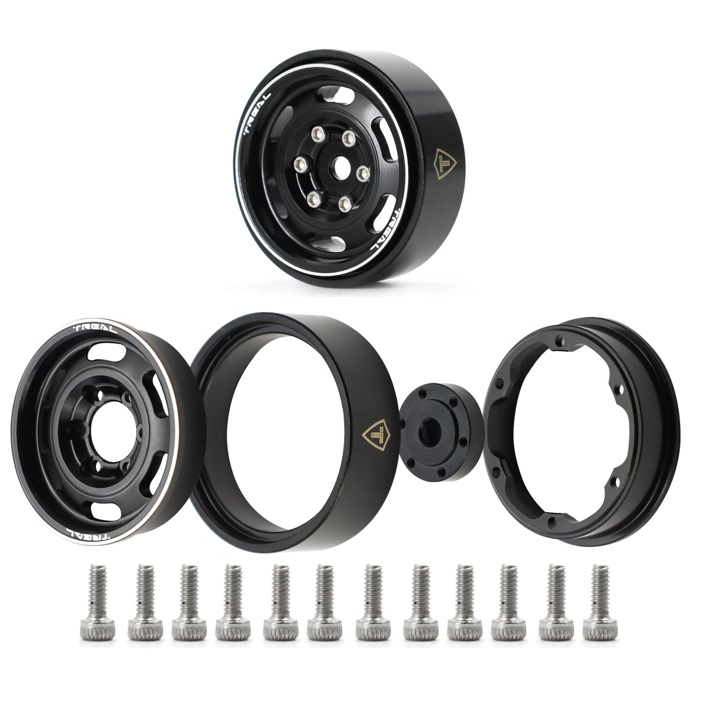 TREAL SCX24 Wheels 1.0'' Beadlock Wheels(4P) Vintage Wheels for 1/24 SCX24 Bronco Gladiator C10 Deadbolt -Type E