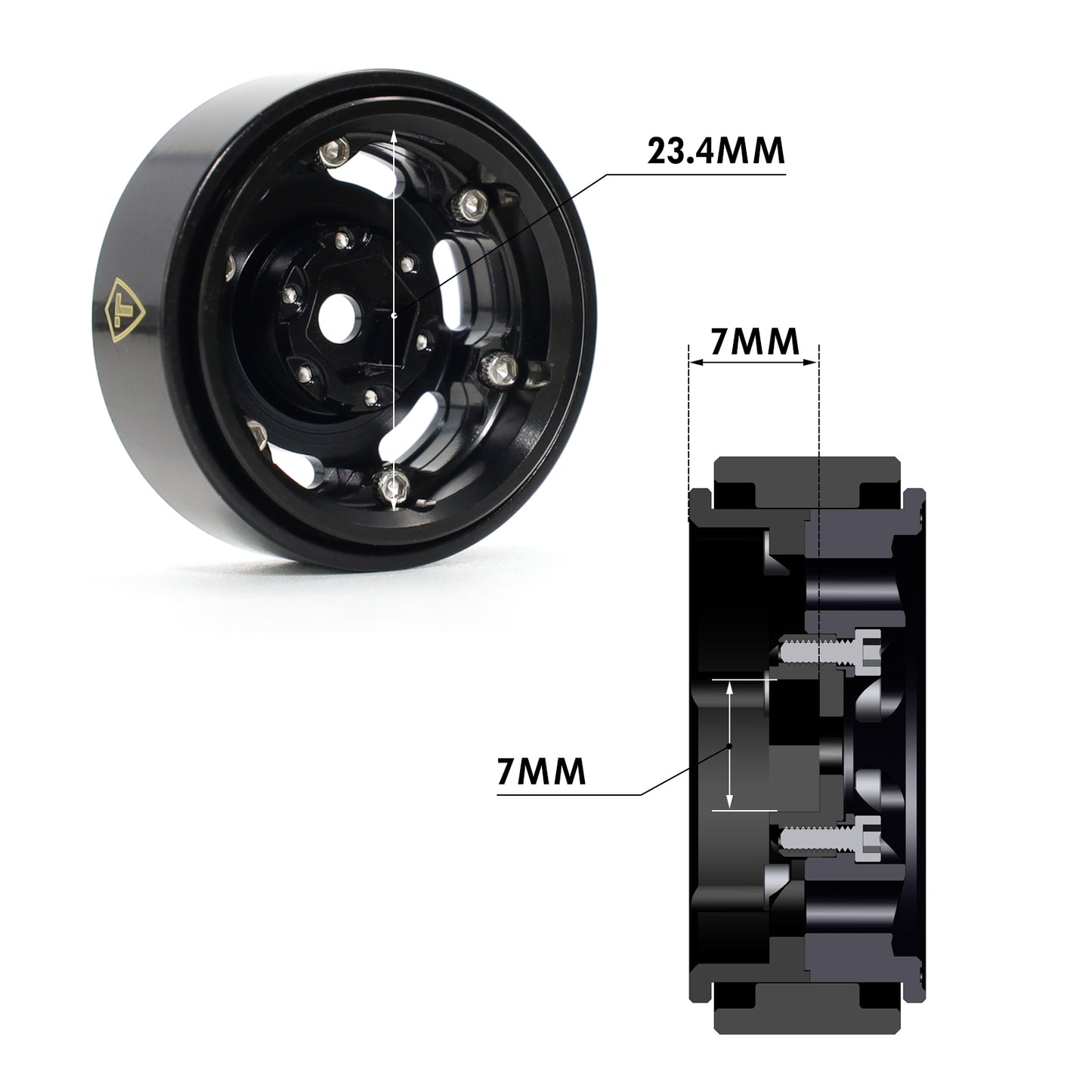 TREAL SCX24 Wheels 1.0'' Beadlock Wheels(4P) Vintage Wheels for 1/24 SCX24 Bronco Gladiator C10 Deadbolt -Type E