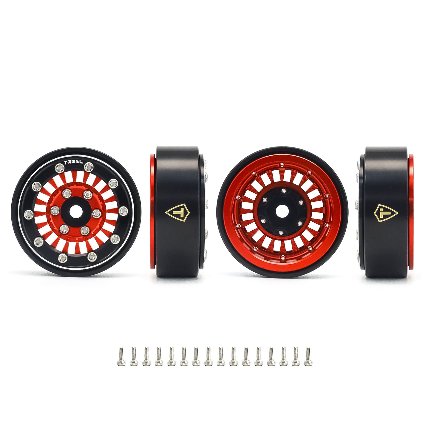 TREAL SCX24 Wheels 1.0'' Beadlock Wheels(4P) for 1/24 Micro RC SCX24 Bronco Gladiator C10 Deadbolt -Type C