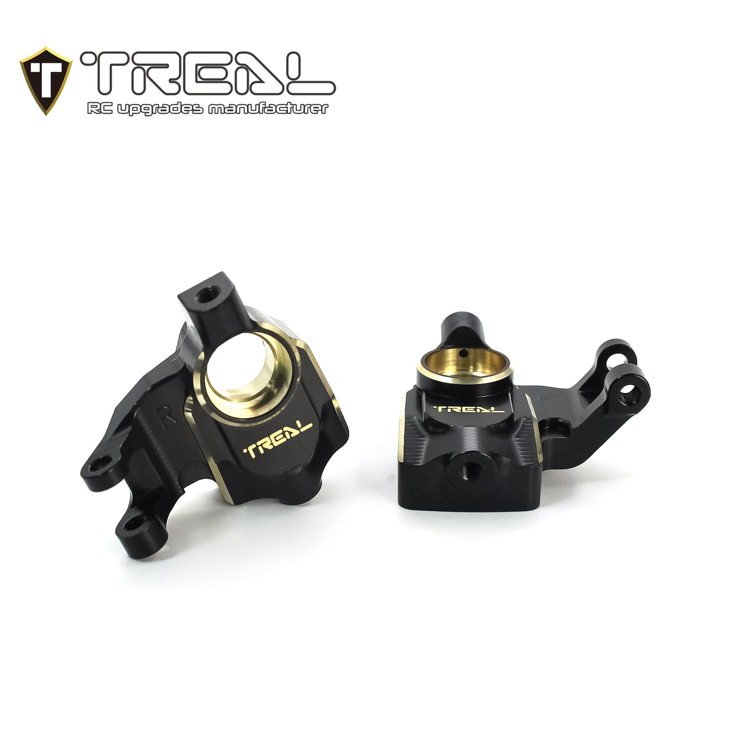 TREAL UTB18 Capra Brass Front Steering Knuckles Inner Portal Covers Set (2P) 35.8g/pc Heavy Weight Upgrades-Black
