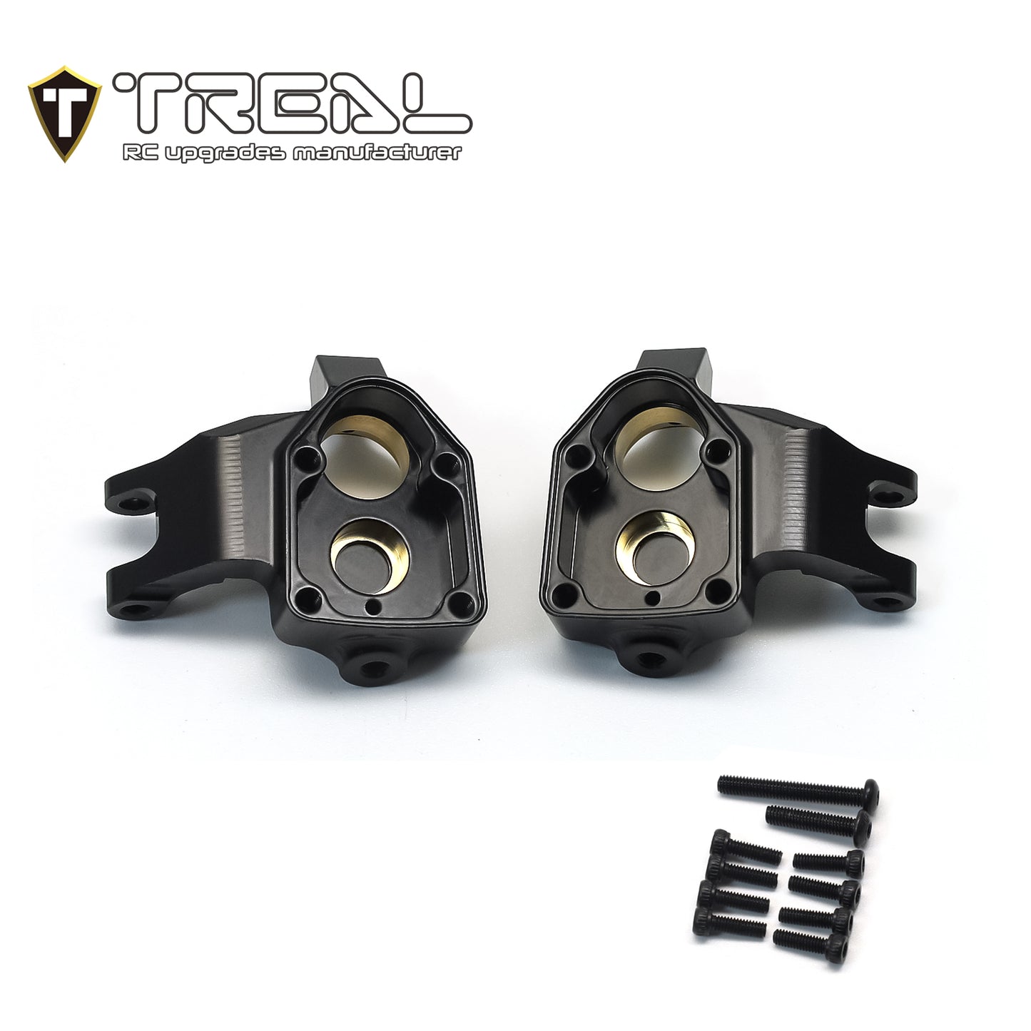 TREAL UTB18 Capra Brass Front Steering Knuckles Inner Portal Covers Set (2P) 35.8g/pc Heavy Weight Upgrades-Black