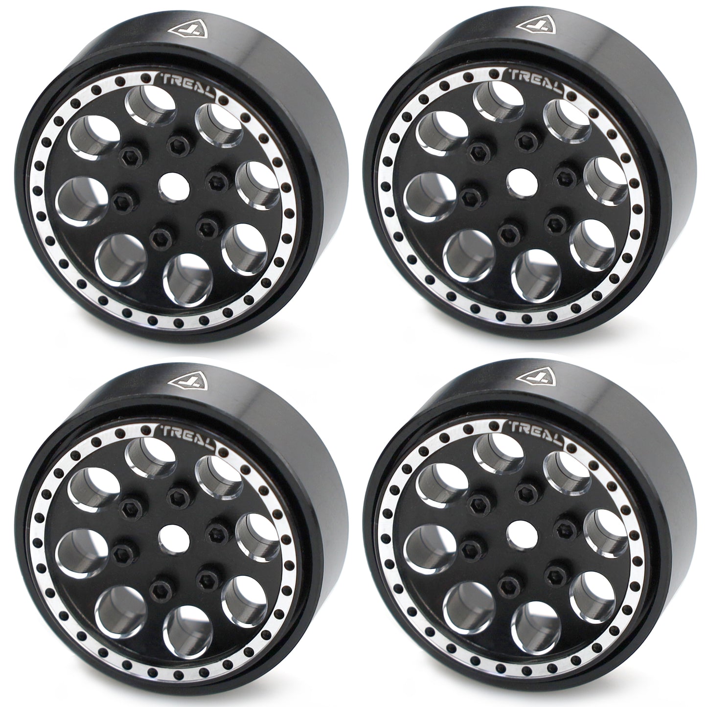Treal 1.0 Beadlock Wheels(4P-Set) for Axial SCX24 1/24 Crawler Aluminum CNC Machined 11.2g