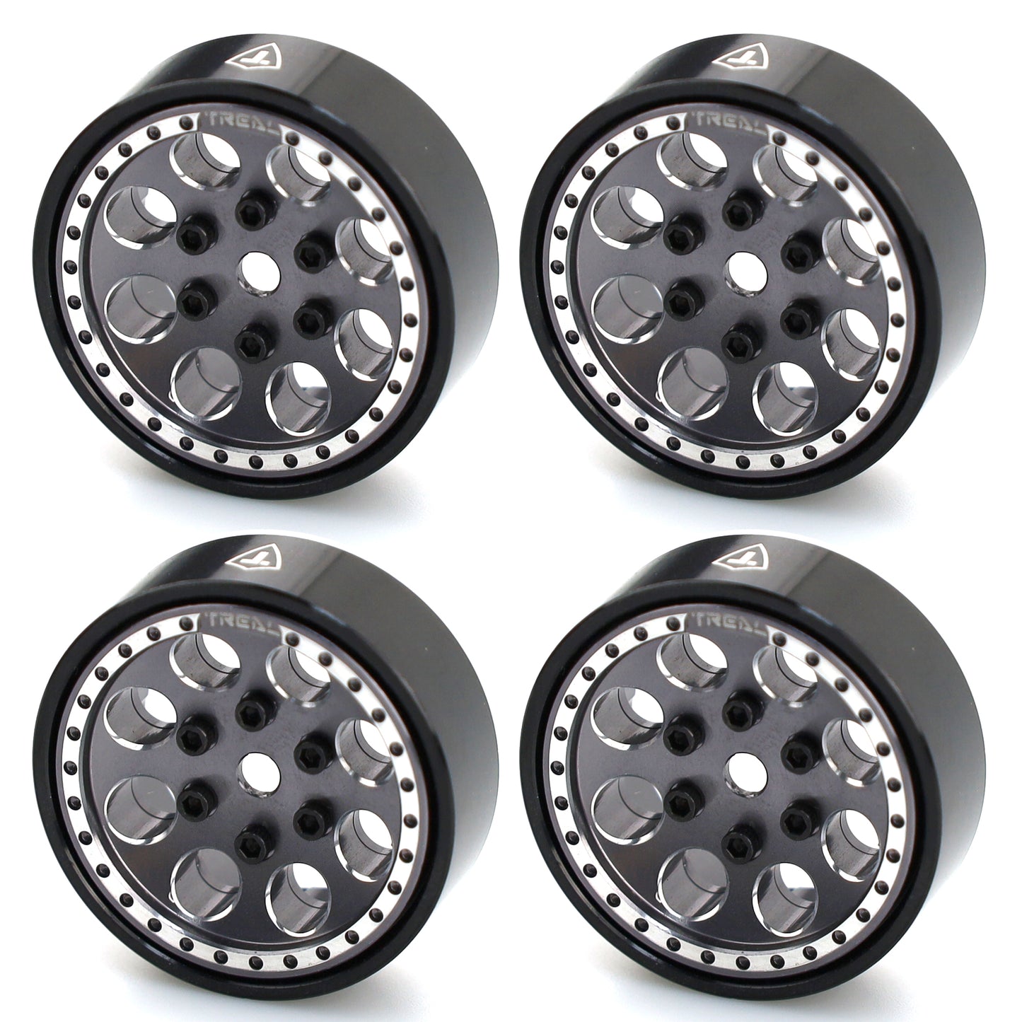 Treal 1.0 Beadlock Wheels(4P-Set) for Axial SCX24 1/24 Crawler Aluminum CNC Machined 11.2g