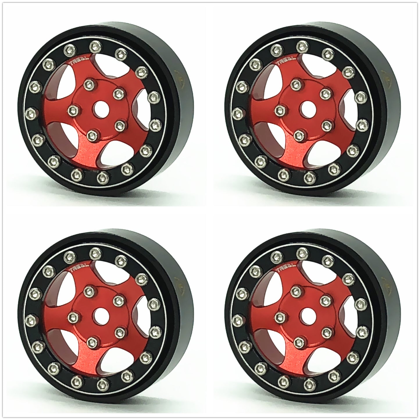 TREAL 1.0 Beadlock Wheels Rims(4P) 5-Star 7mm Hex Hubs for 1/18 TRX4M 1/24 AX24 SCX24 FCX24 RC Crawler-Type B