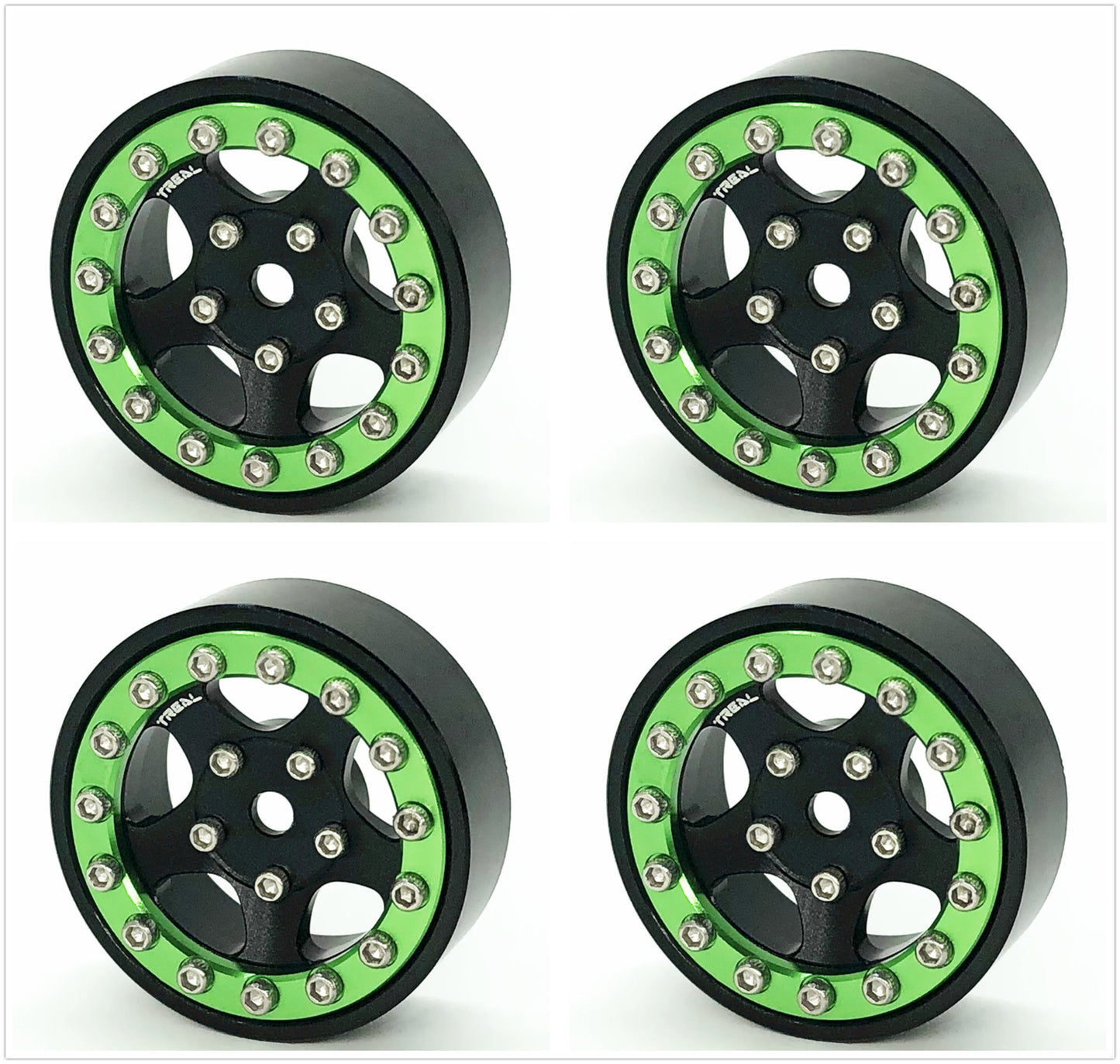 TREAL 1.0 Beadlock Wheels Rims(4P) 5-Star 7mm Hex Hubs for 1/18 TRX4M 1/24 AX24 SCX24 FCX24 RC Crawler-Type B